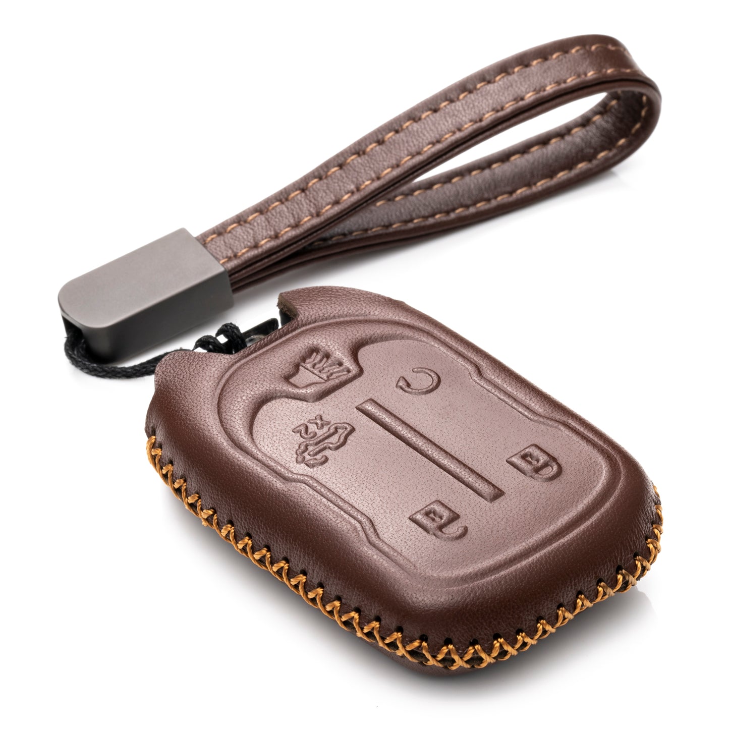 Vitodeco Leather Key Fob Case Compatible for Chevrolet Silverado 1500, 2500, 3500 2019-2023, GMC Sierra 2019-2023, 4-Button