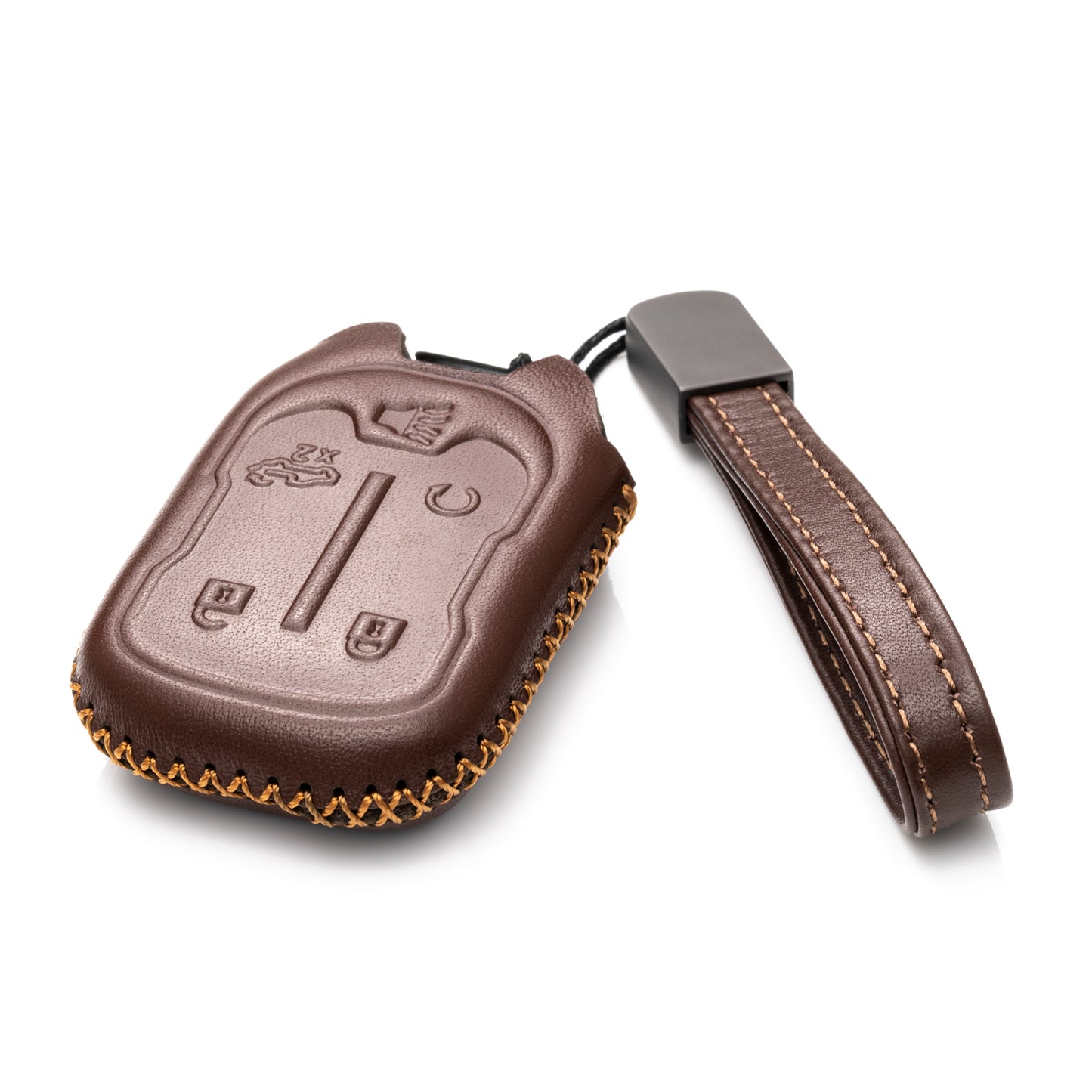 Vitodeco Leather Key Fob Case Compatible for Chevrolet Silverado 1500, 2500, 3500 2019-2023, GMC Sierra 2019-2023, 4-Button