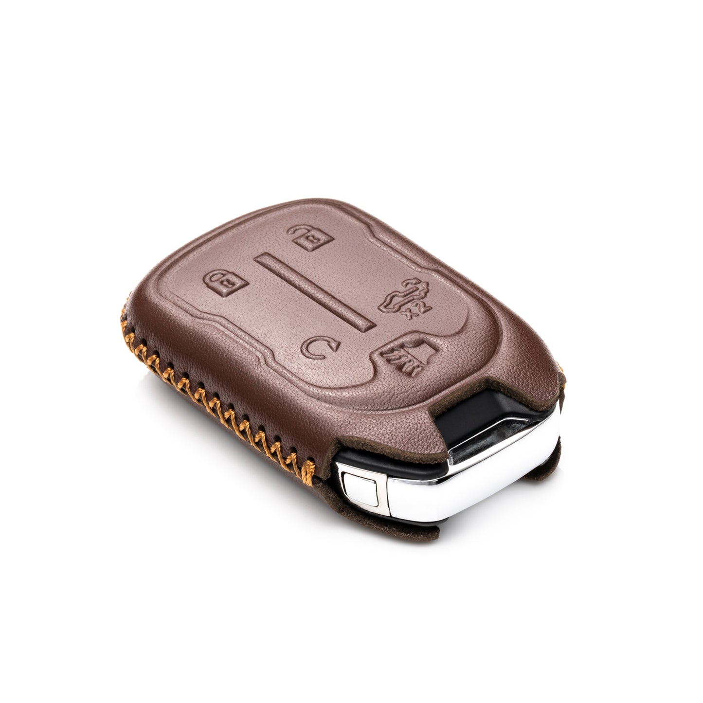 Vitodeco Leather Key Fob Case Compatible for Chevrolet Silverado 1500, 2500, 3500 2019-2023, GMC Sierra 2019-2023, 4-Button