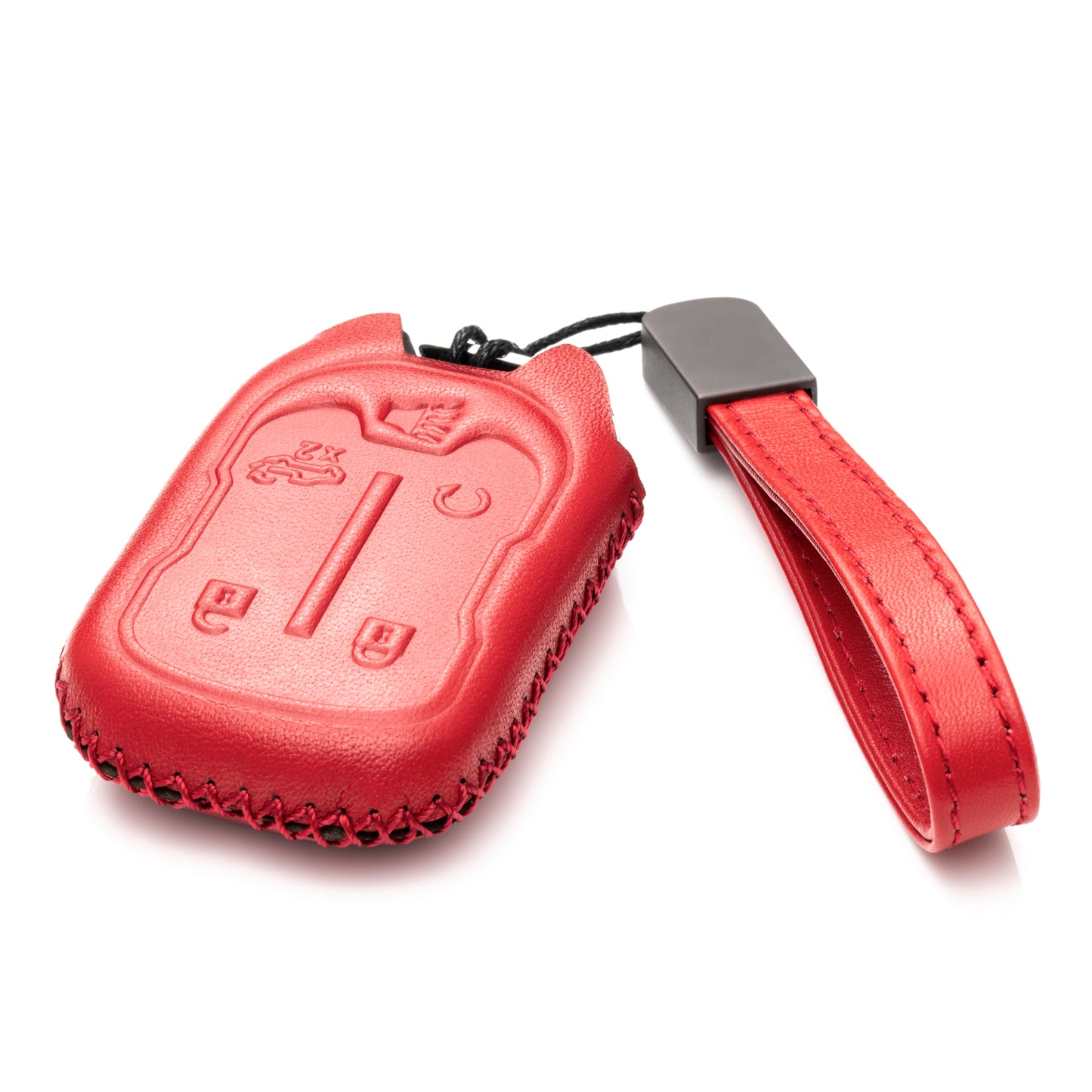 Vitodeco Leather Key Fob Case Compatible for Chevrolet Silverado 1500, 2500, 3500 2019-2023, GMC Sierra 2019-2023, 4-Button