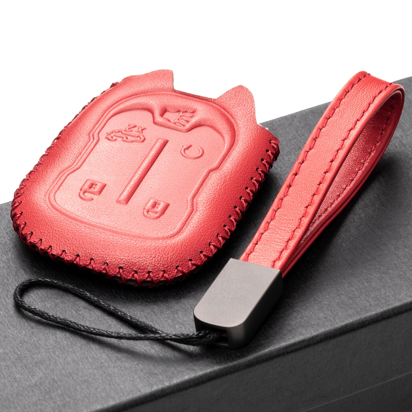 Vitodeco Leather Key Fob Case Compatible for Chevrolet Silverado 1500, 2500, 3500 2019-2023, GMC Sierra 2019-2023, 4-Button