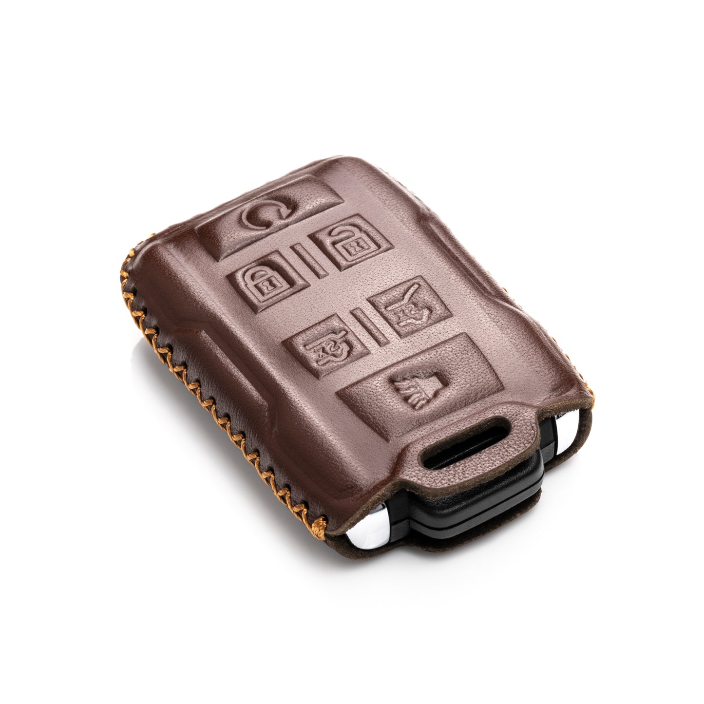 Vitodeco Leather Key Fob Case Compatible for 2015-2019 GMC Yukon, 2015-2019 Chevrolet Tahoe, Suburban, 6-Button