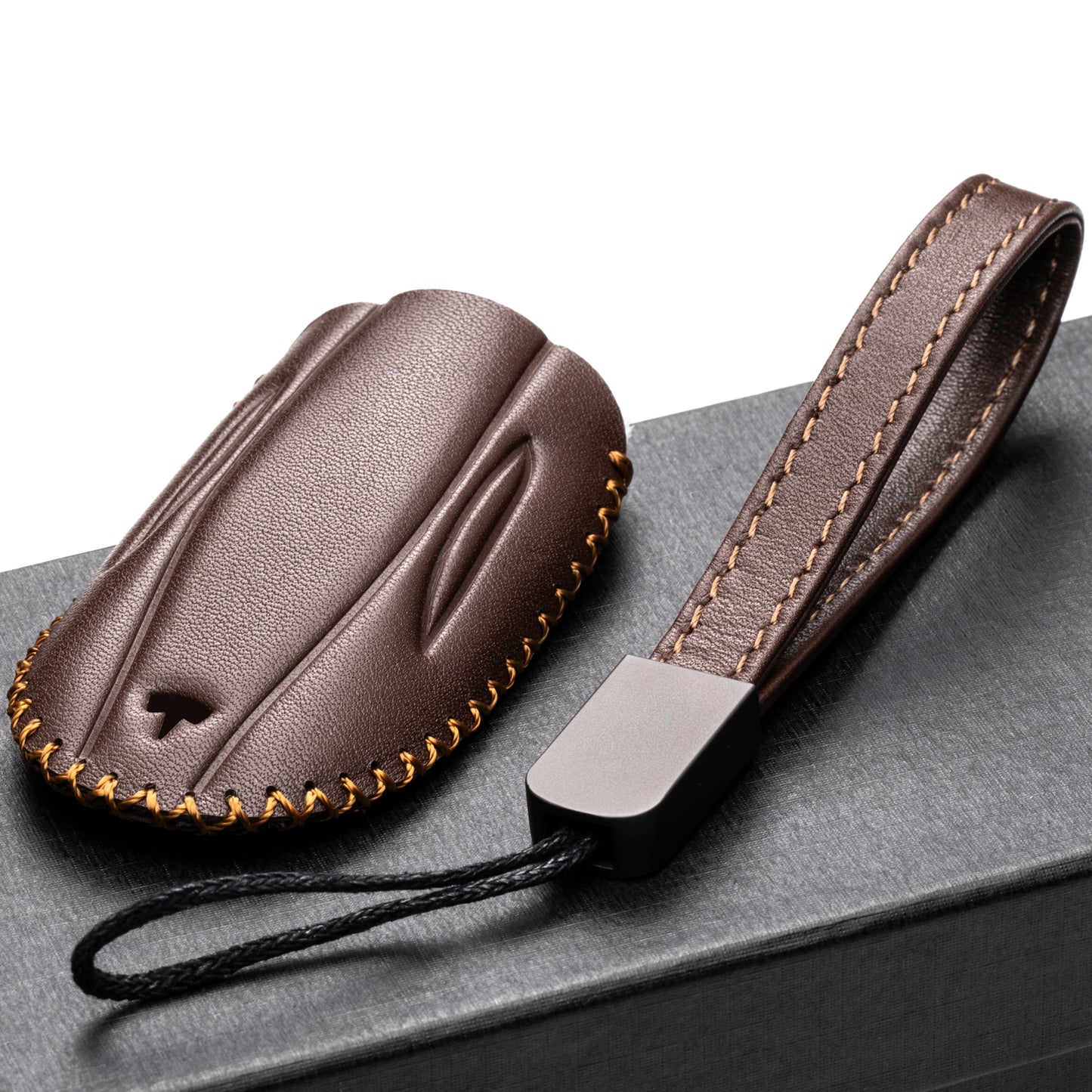 Vitodeco Leather Key Fob Case Compatible for Tesla Model S, Model 3, Model Y