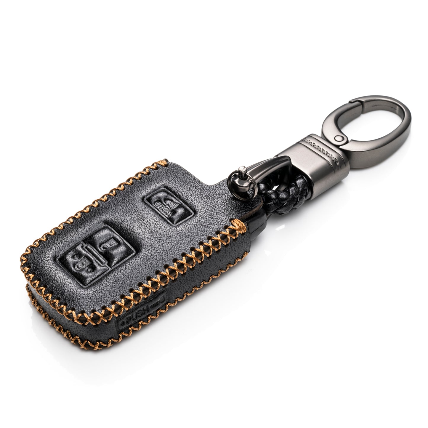 Vitodeco Leather Key Case Compatible for Toyota Corolla, Camry, Avalon, Rav 4, Highlander, 3-Button