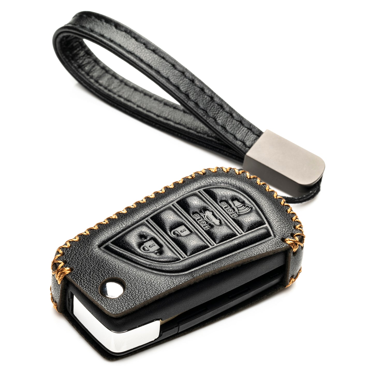 Vitodeco Leather Key Fob Case Compatible for 2018-2021 Toyota Camry, Corolla, 4-Button