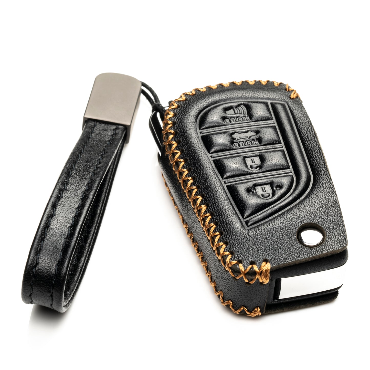 Vitodeco Leather Key Fob Case Compatible for 2018-2021 Toyota Camry, Corolla, 4-Button