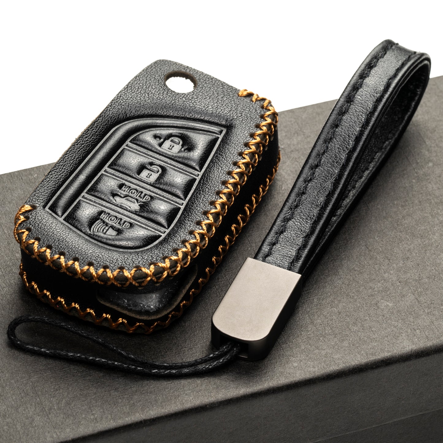 Vitodeco Leather Key Fob Case Compatible for 2018-2021 Toyota Camry, Corolla, 4-Button