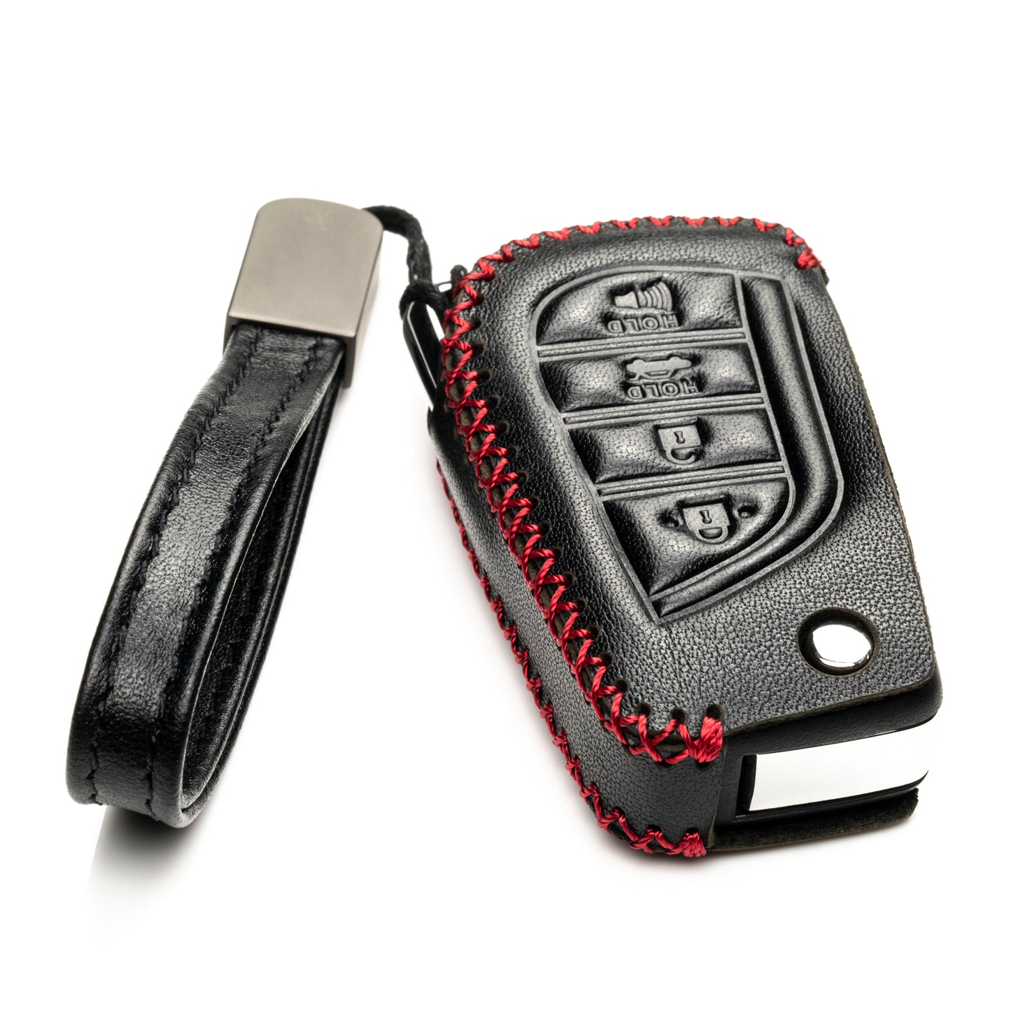 Vitodeco Leather Key Fob Case Compatible for 2018-2021 Toyota Camry, Corolla, 4-Button