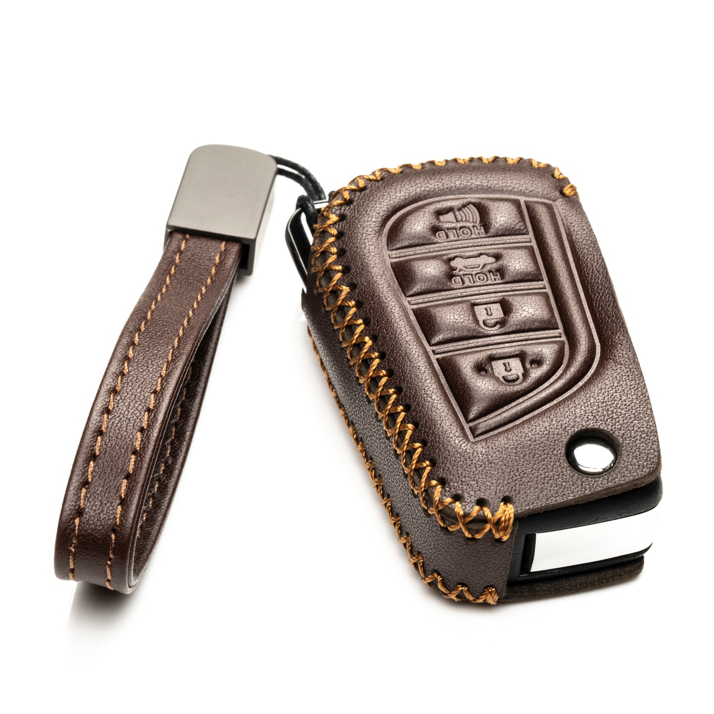 Vitodeco Leather Key Fob Case Compatible for 2018-2021 Toyota Camry, Corolla, 4-Button