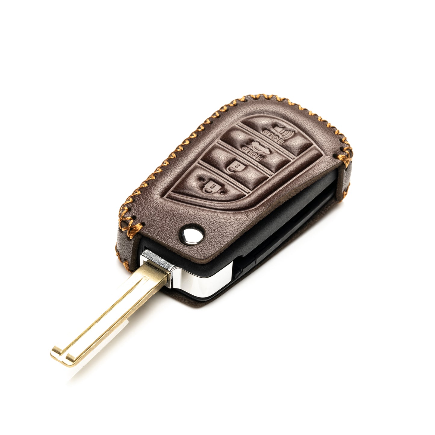 Vitodeco Leather Key Fob Case Compatible for 2018-2021 Toyota Camry, Corolla, 4-Button