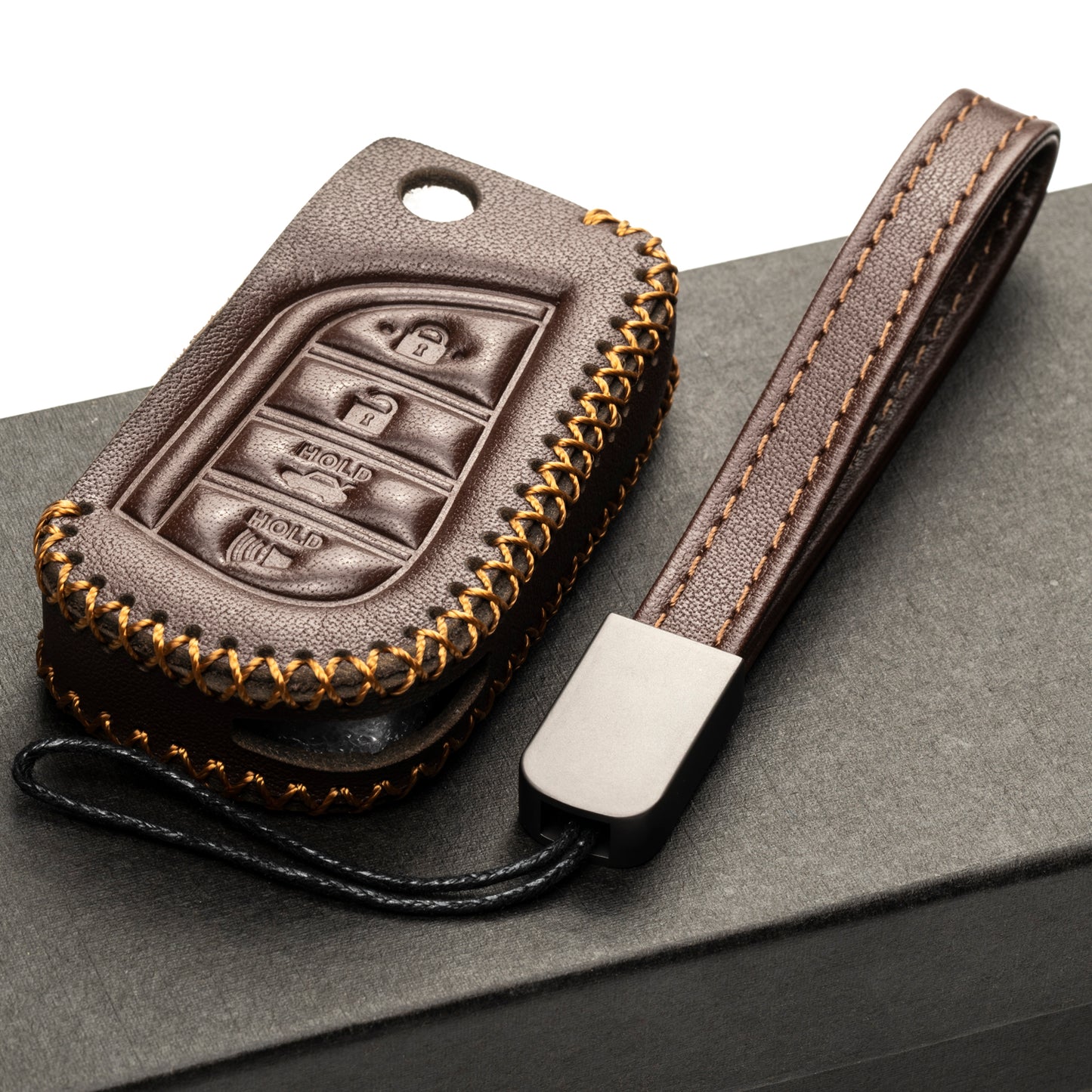 Vitodeco Leather Key Fob Case Compatible for 2018-2021 Toyota Camry, Corolla, 4-Button