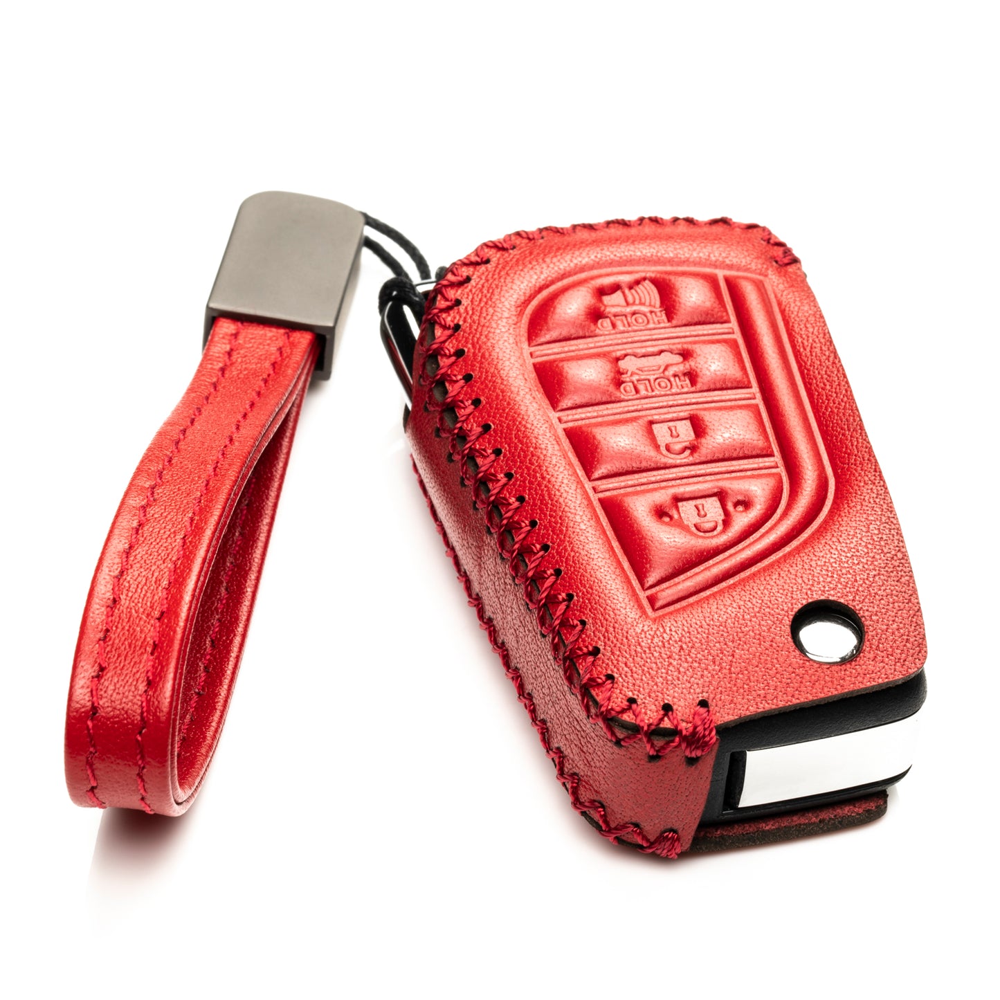 Vitodeco Leather Key Fob Case Compatible for 2018-2021 Toyota Camry, Corolla, 4-Button