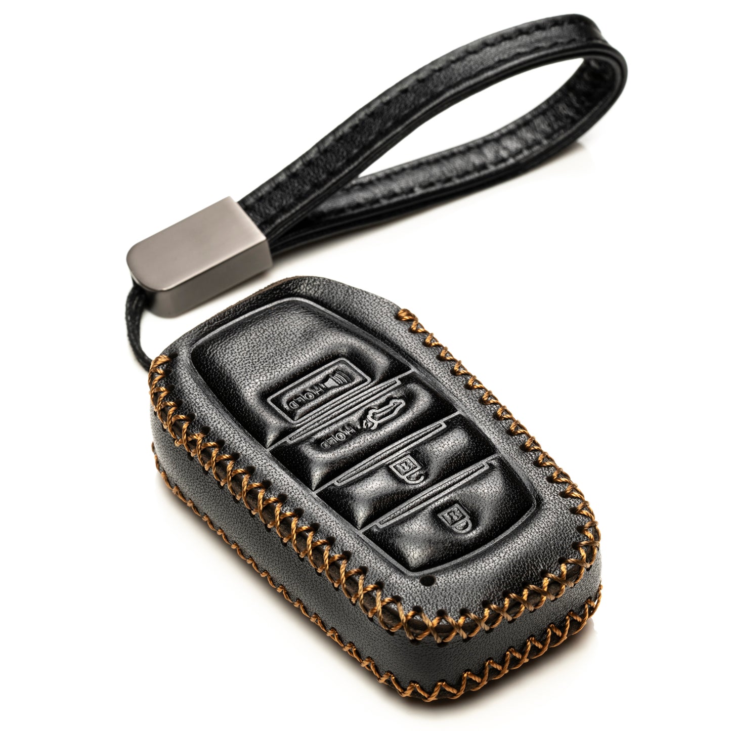 Vitodeco Genuine Leather Smart Key Fob Case Compatible with Land Cruiser, 4Runner, Highlander, RAV4, Camry, Grand Highlander, Sequoia, Venza 2019 - 2025, 4-Button