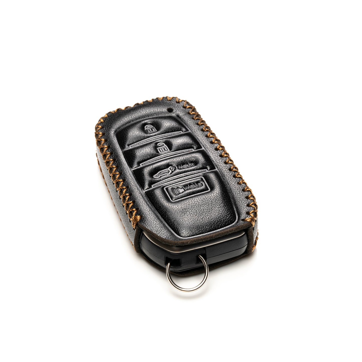 Vitodeco Genuine Leather Smart Key Fob Case Compatible with Land Cruiser, 4Runner, Highlander, RAV4, Camry, Grand Highlander, Sequoia, Venza 2019 - 2025, 4-Button