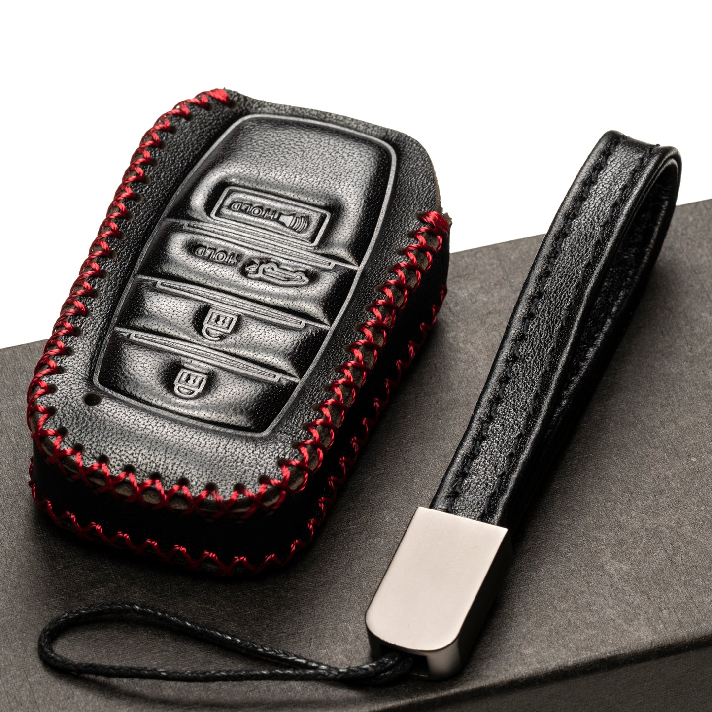 Vitodeco Genuine Leather Smart Key Fob Case Compatible with Land Cruiser, 4Runner, Highlander, RAV4, Camry, Grand Highlander, Sequoia, Venza 2019 - 2025, 4-Button