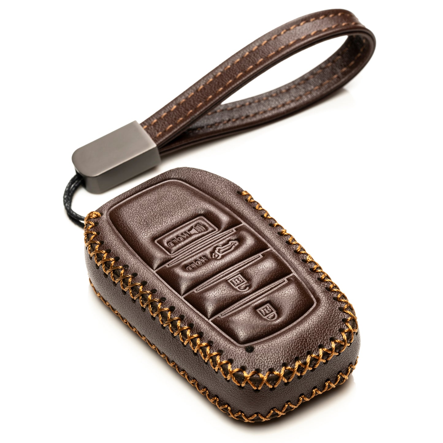 Vitodeco Genuine Leather Smart Key Fob Case Compatible with Land Cruiser, 4Runner, Highlander, RAV4, Camry, Grand Highlander, Sequoia, Venza 2019 - 2025, 4-Button