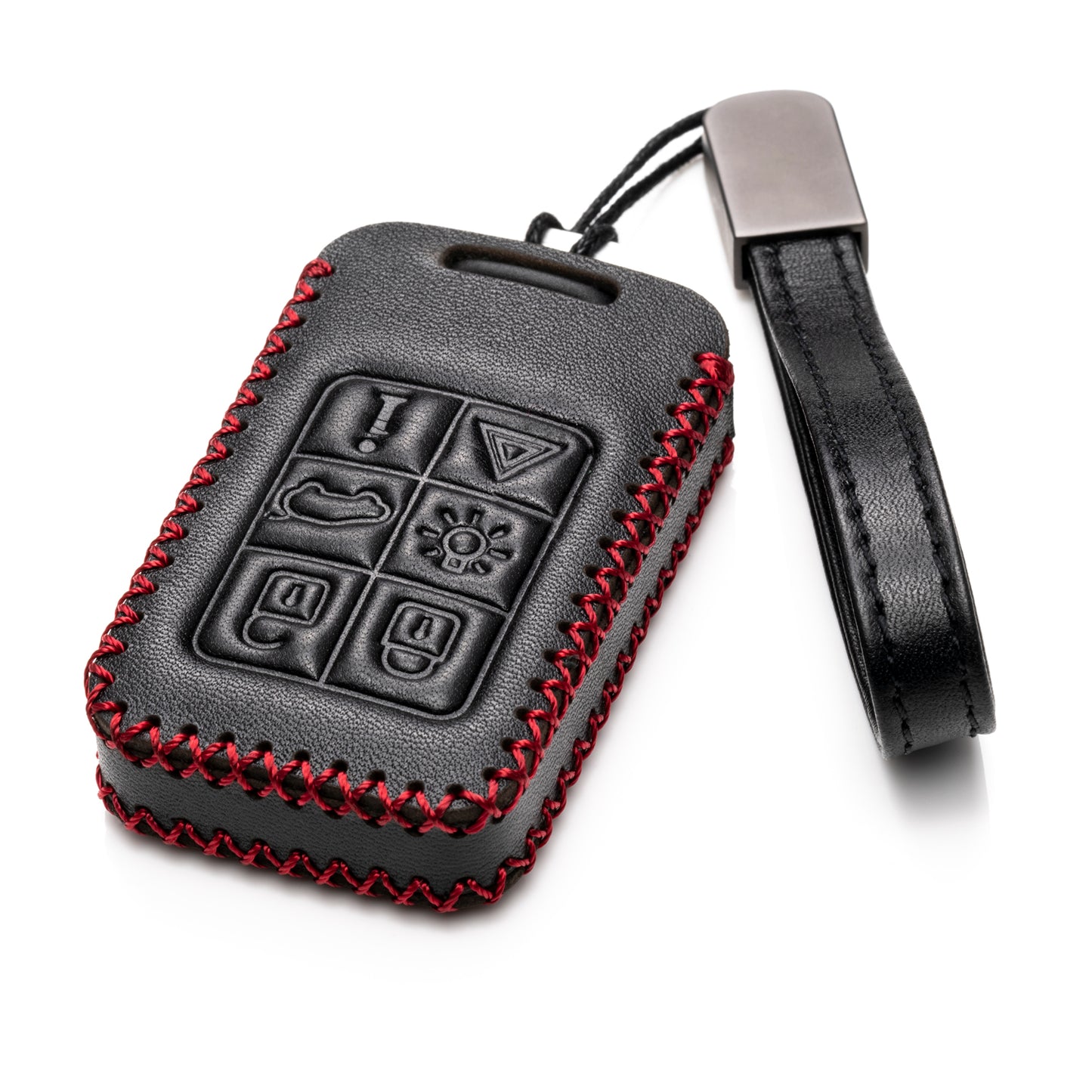 Vitodeco Genuine Leather Smart Key Fob Case Compatible with Volvo S60, S80, V70, XC60, XC70, 6-Button