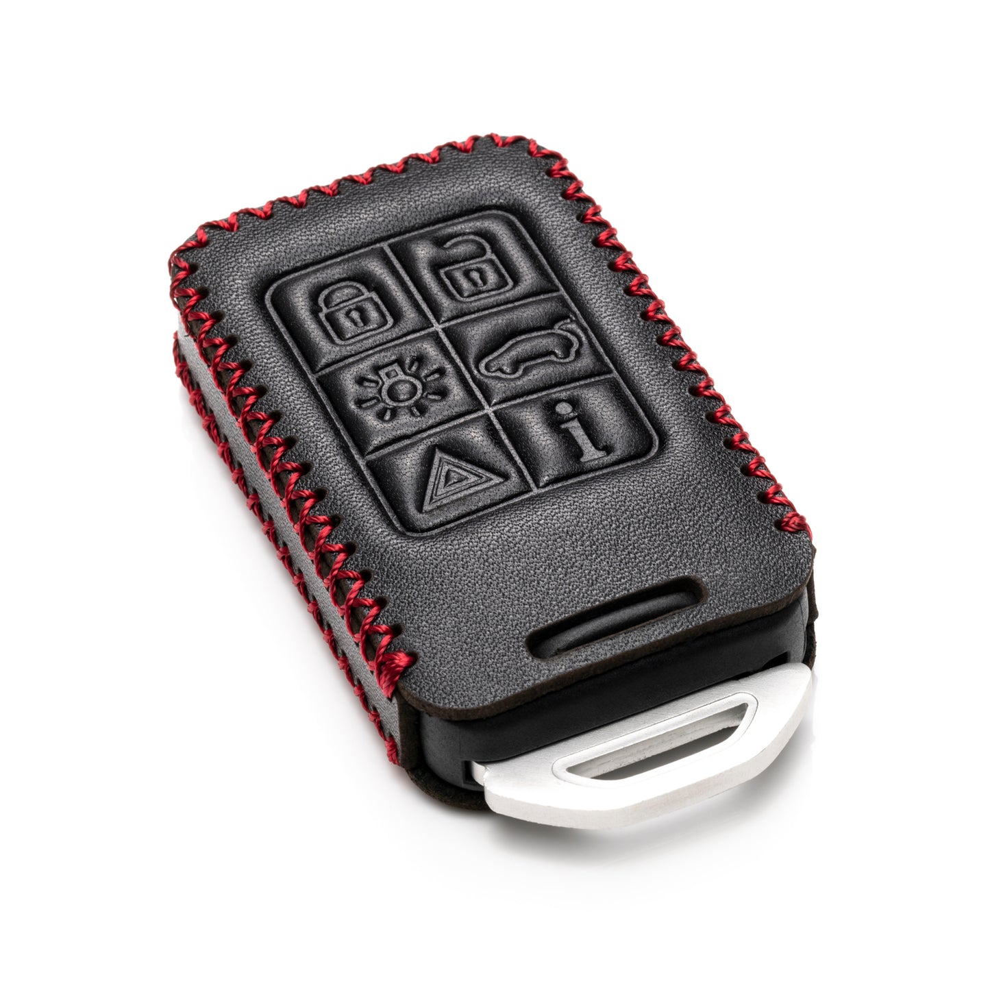 Vitodeco Genuine Leather Smart Key Fob Case Compatible with Volvo S60, S80, V70, XC60, XC70, 6-Button
