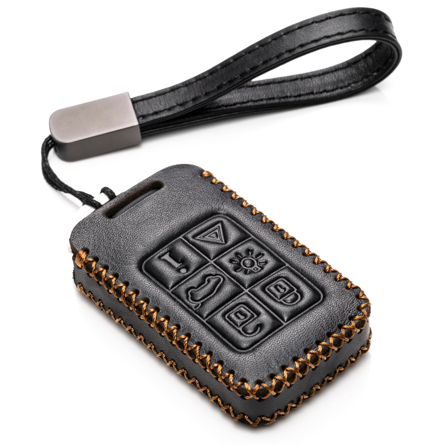 Vitodeco Genuine Leather Smart Key Fob Case Compatible with Volvo S60, S80, V70, XC60, XC70, 6-Button
