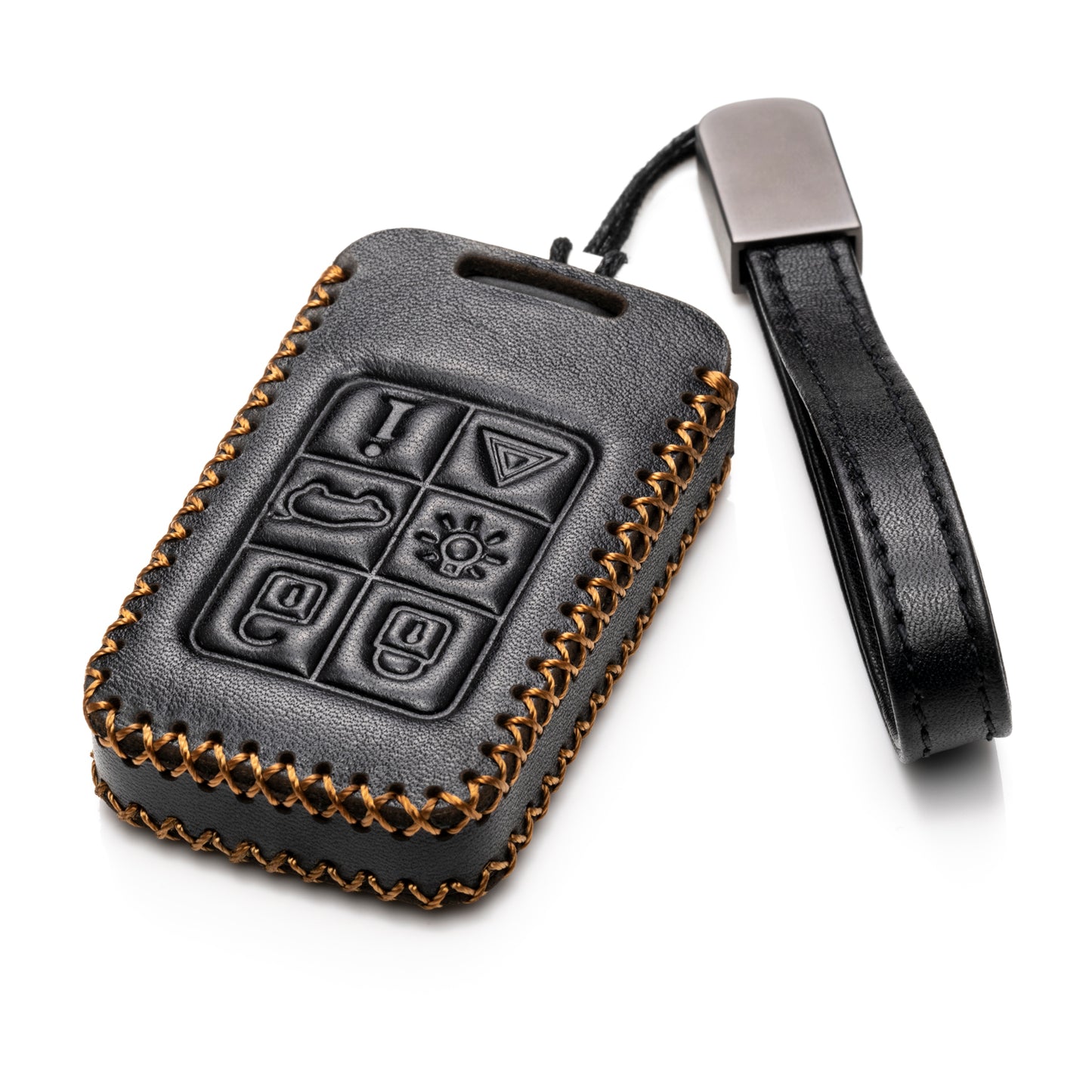 Vitodeco Genuine Leather Smart Key Fob Case Compatible with Volvo S60, S80, V70, XC60, XC70, 6-Button