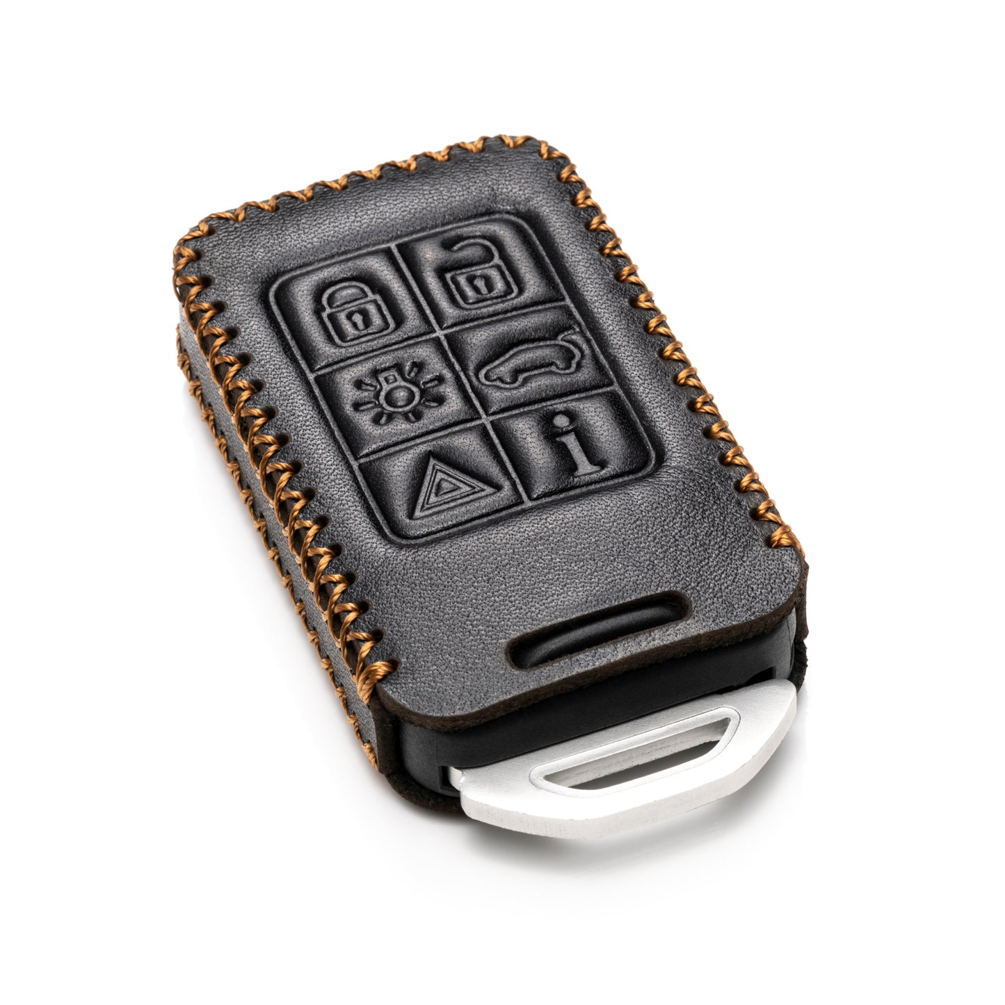 Vitodeco Genuine Leather Smart Key Fob Case Compatible with Volvo S60, S80, V70, XC60, XC70, 6-Button