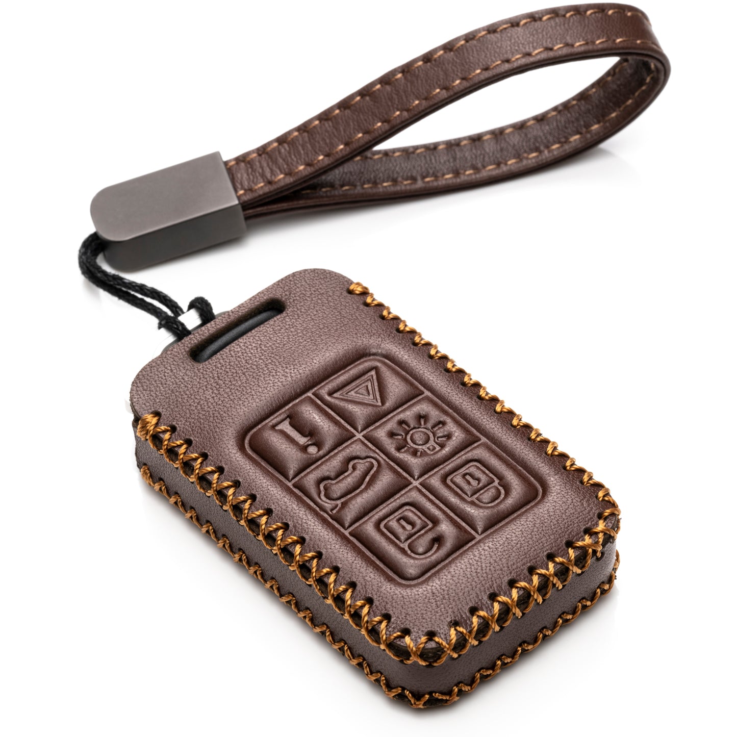 Vitodeco Genuine Leather Smart Key Fob Case Compatible with Volvo S60, S80, V70, XC60, XC70, 6-Button