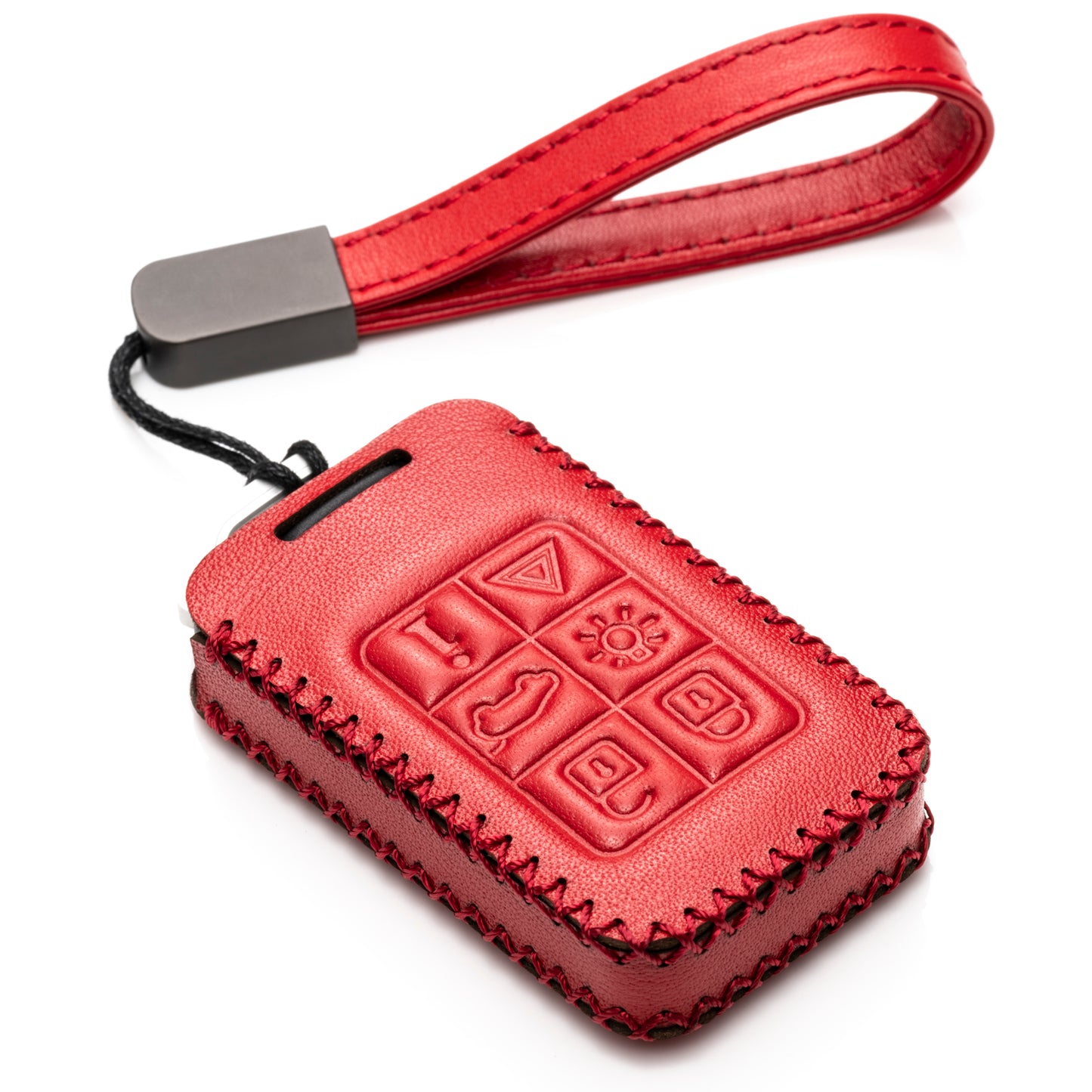 Vitodeco Genuine Leather Smart Key Fob Case Compatible with Volvo S60, S80, V70, XC60, XC70, 6-Button