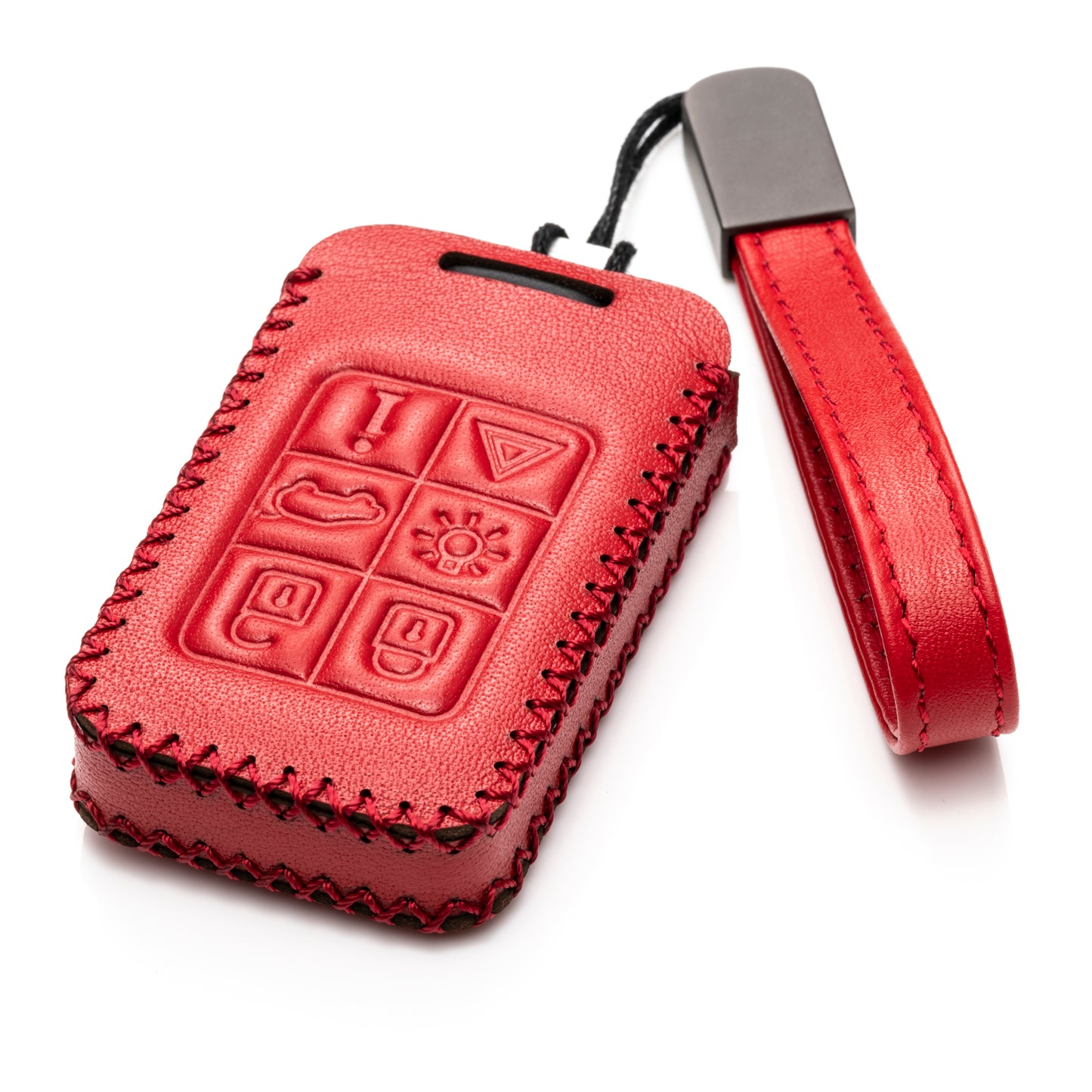 Vitodeco Genuine Leather Smart Key Fob Case Compatible with Volvo S60, S80, V70, XC60, XC70, 6-Button