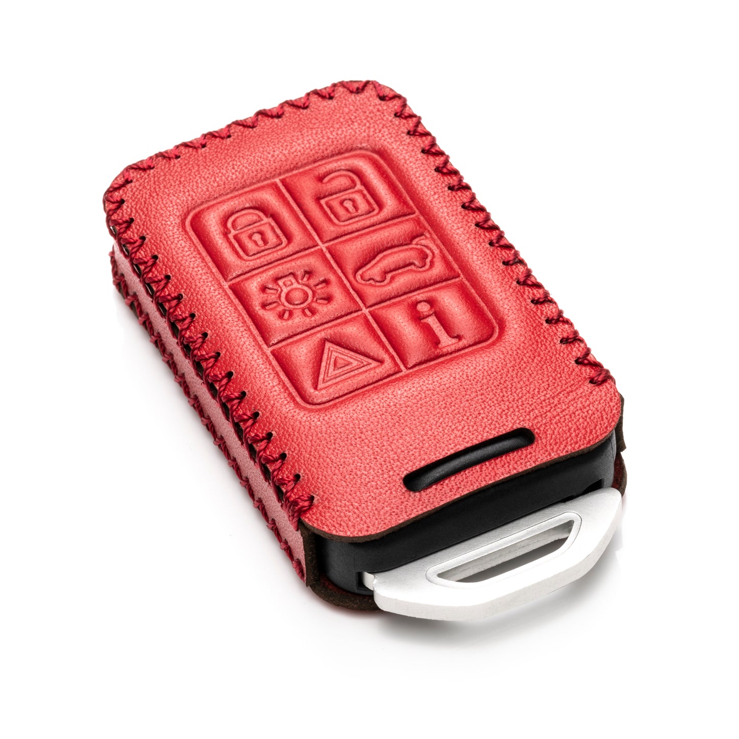 Vitodeco Genuine Leather Smart Key Fob Case Compatible with Volvo S60, S80, V70, XC60, XC70, 6-Button