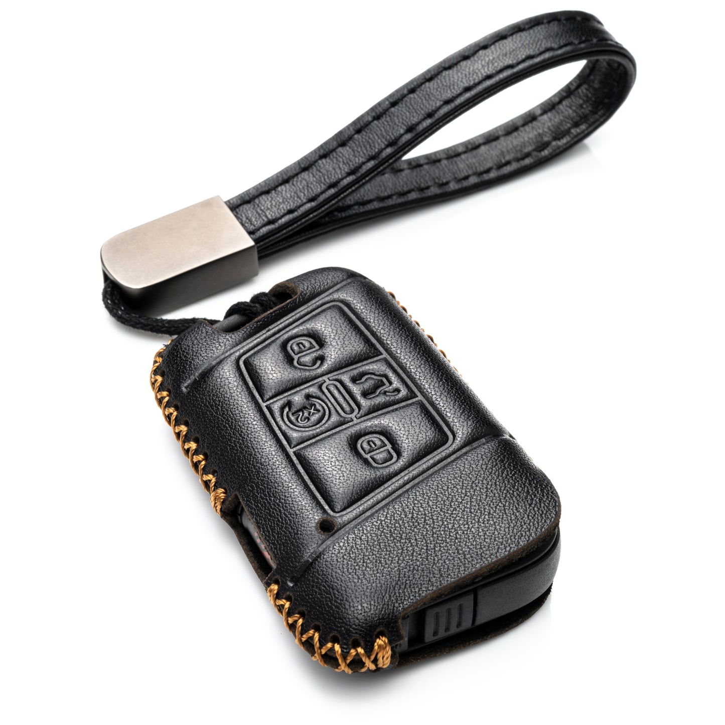 Vitodeco Genuine Leather Smart Key Fob Case Compatible with Volkswagen Atlas, Jetta, Passat, Arteon, Tiguan, Golf GTI, Golf R 2018 - 2024 , 5-Button