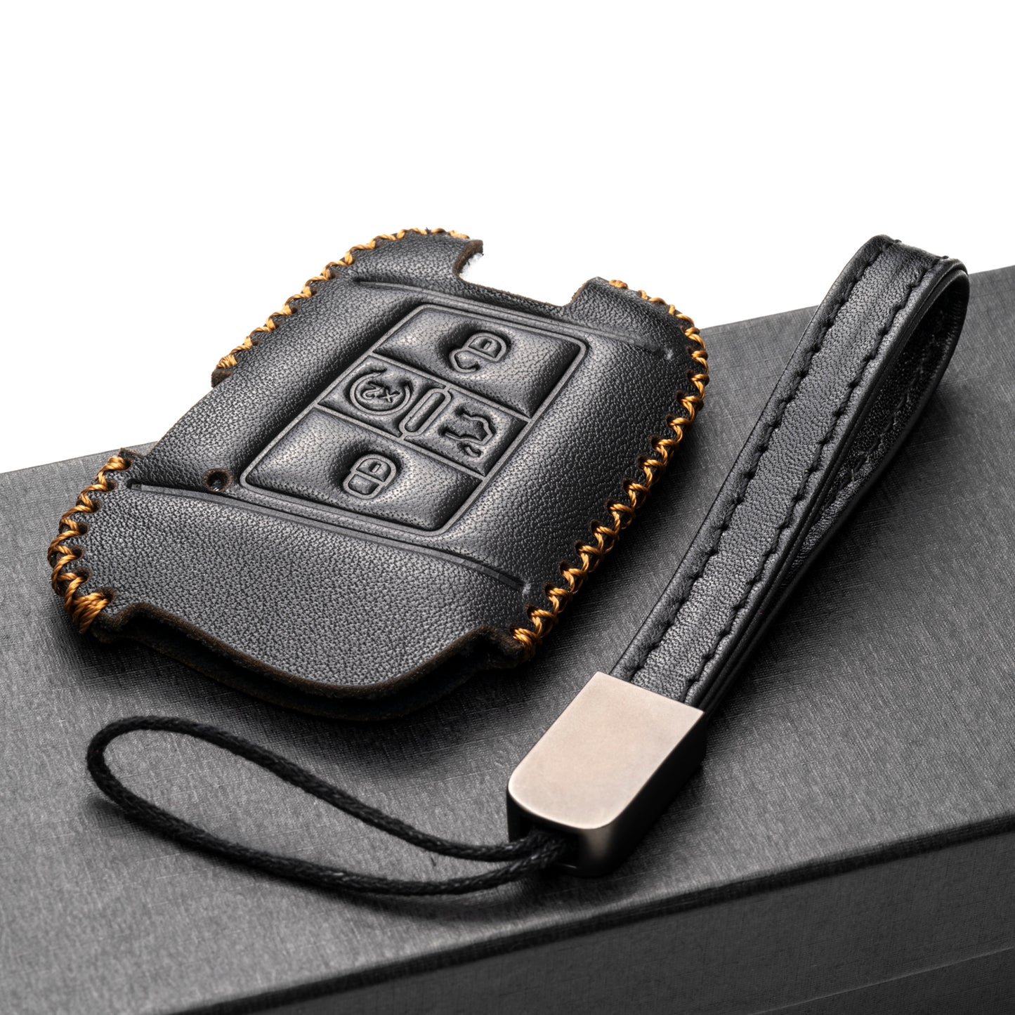 Vitodeco Genuine Leather Smart Key Fob Case Compatible with Volkswagen Atlas, Jetta, Passat, Arteon, Tiguan, Golf GTI, Golf R 2018 - 2024 , 5-Button
