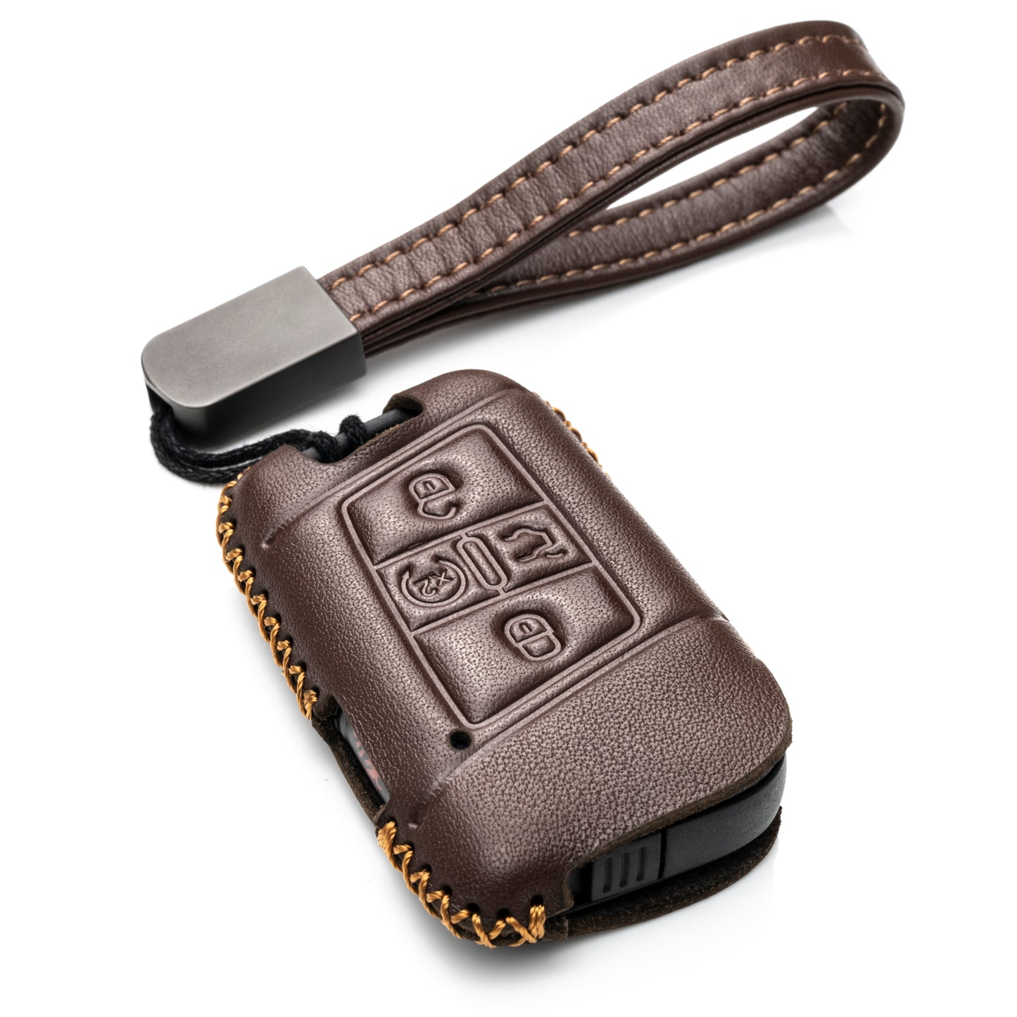 Vitodeco Genuine Leather Smart Key Fob Case Compatible with Volkswagen Atlas, Jetta, Passat, Arteon, Tiguan, Golf GTI, Golf R 2018 - 2024 , 5-Button