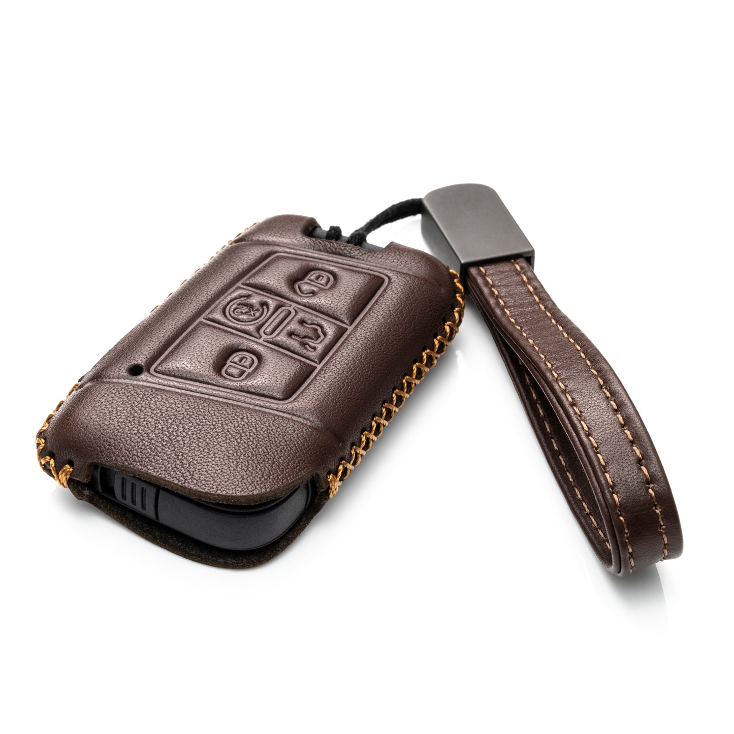 Vitodeco Genuine Leather Smart Key Fob Case Compatible with Volkswagen Atlas, Jetta, Passat, Arteon, Tiguan, Golf GTI, Golf R 2018 - 2024 , 5-Button