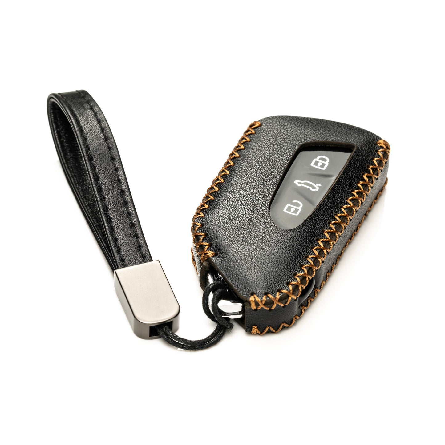 Vitodeco Genuine Leather Smart Key Fob Case Compatible with 2022-2025 Volkswagen MK8 Golf GTI, ID4, 2025 Atlas, 3-Button