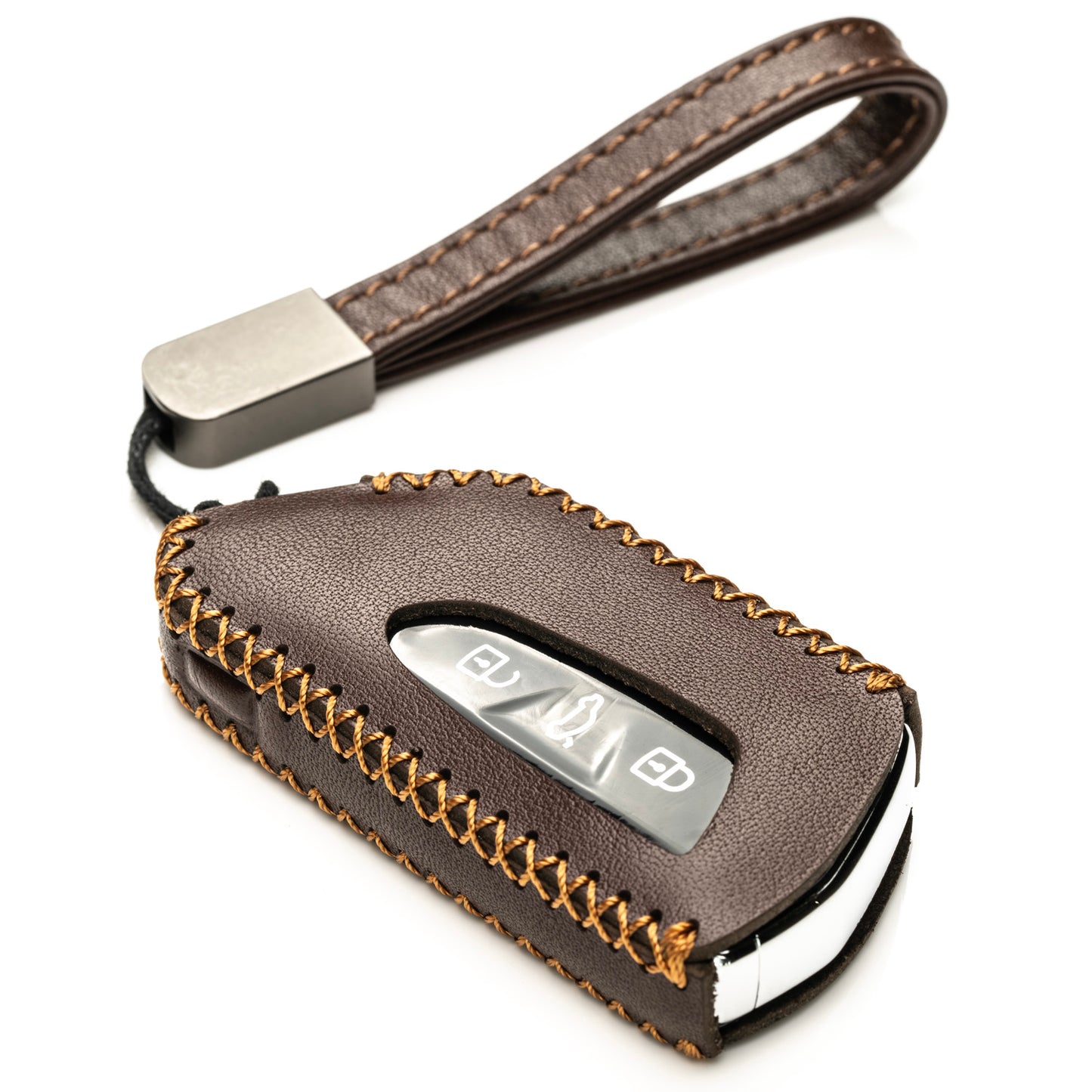 Vitodeco Genuine Leather Smart Key Fob Case Compatible with 2022-2025 Volkswagen MK8 Golf GTI, ID4, 2025 Atlas, 3-Button