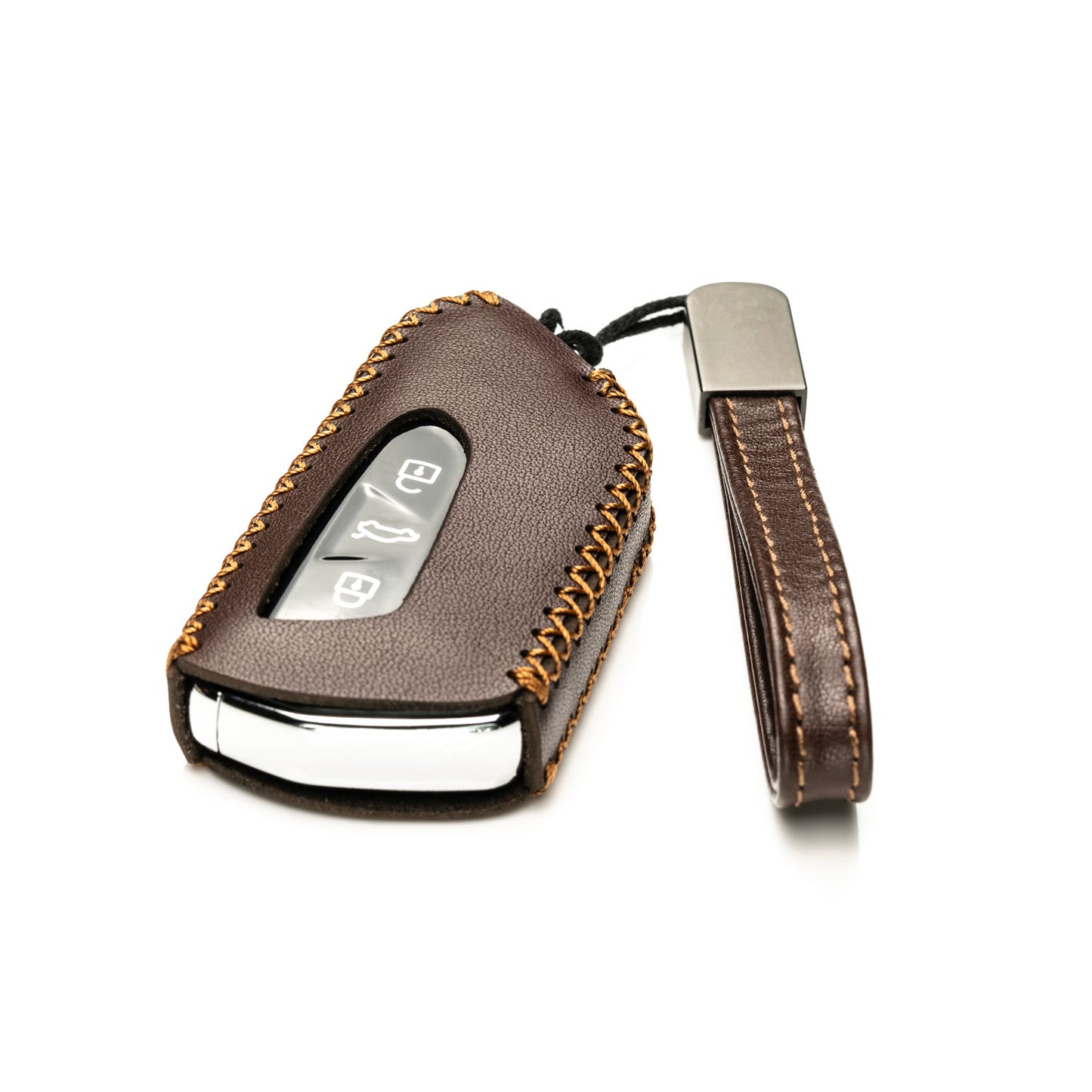 Vitodeco Genuine Leather Smart Key Fob Case Compatible with 2022-2025 Volkswagen MK8 Golf GTI, ID4, 2025 Atlas, 3-Button