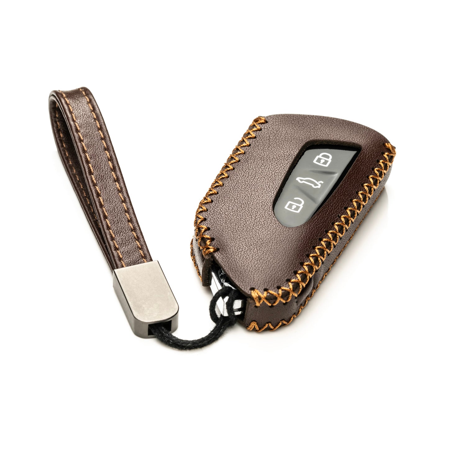 Vitodeco Genuine Leather Smart Key Fob Case Compatible with 2022-2025 Volkswagen MK8 Golf GTI, ID4, 2025 Atlas, 3-Button