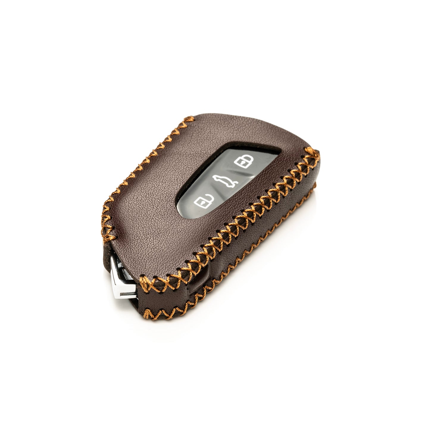 Vitodeco Genuine Leather Smart Key Fob Case Compatible with 2022-2025 Volkswagen MK8 Golf GTI, ID4, 2025 Atlas, 3-Button