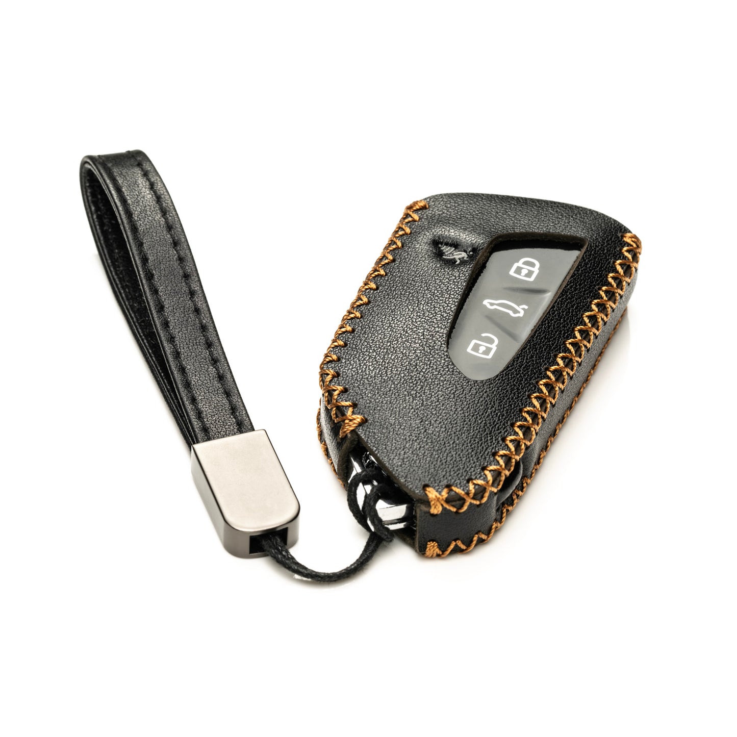 Vitodeco Genuine Leather Smart Key Fob Case Compatible with 2022-2025 Volkswagen MK8 Golf GTI, ID4, 2025 Atlas, 4-Button
