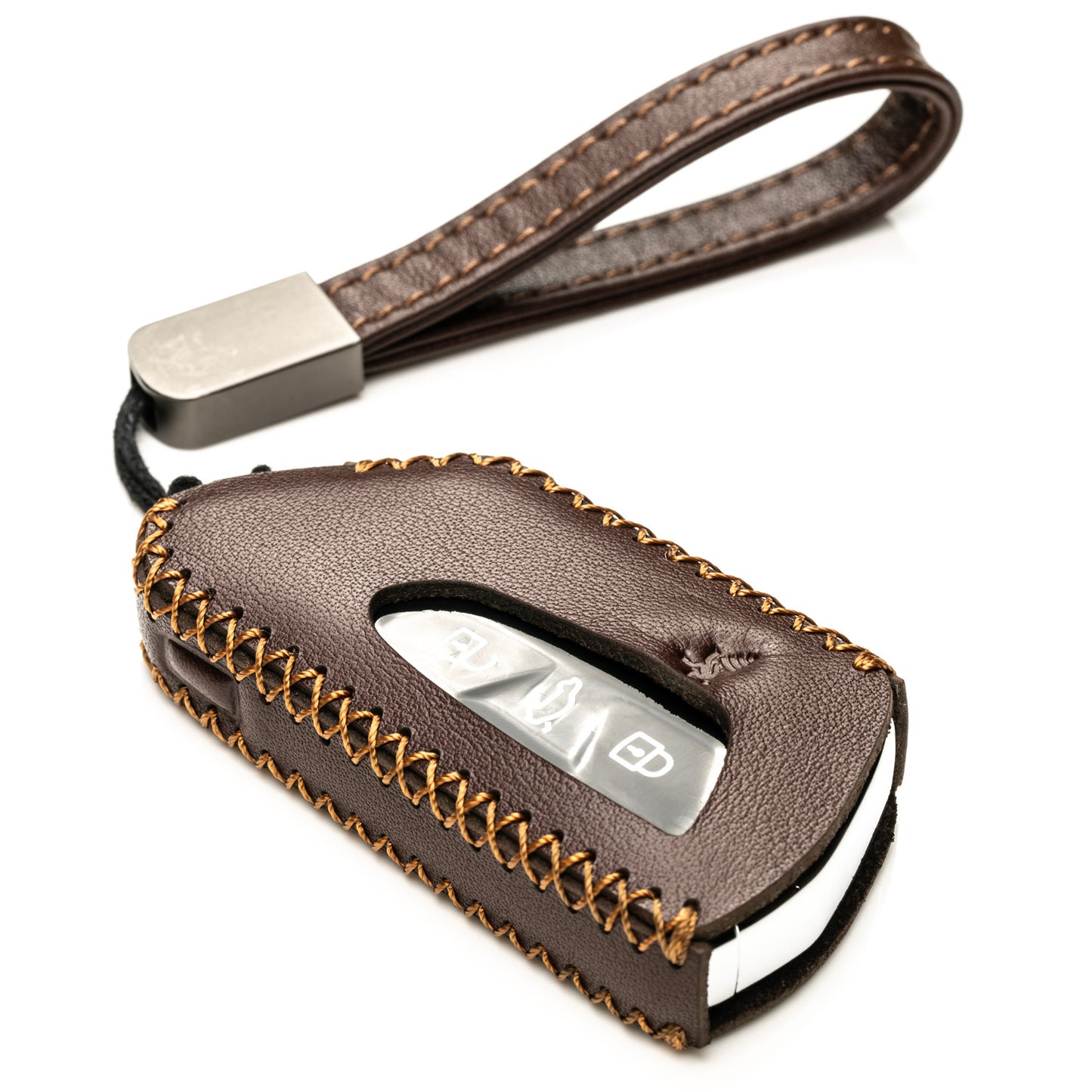 Vitodeco Genuine Leather Smart Key Fob Case Compatible with 2022-2025 Volkswagen MK8 Golf GTI, ID4, 2025 Atlas, 4-Button