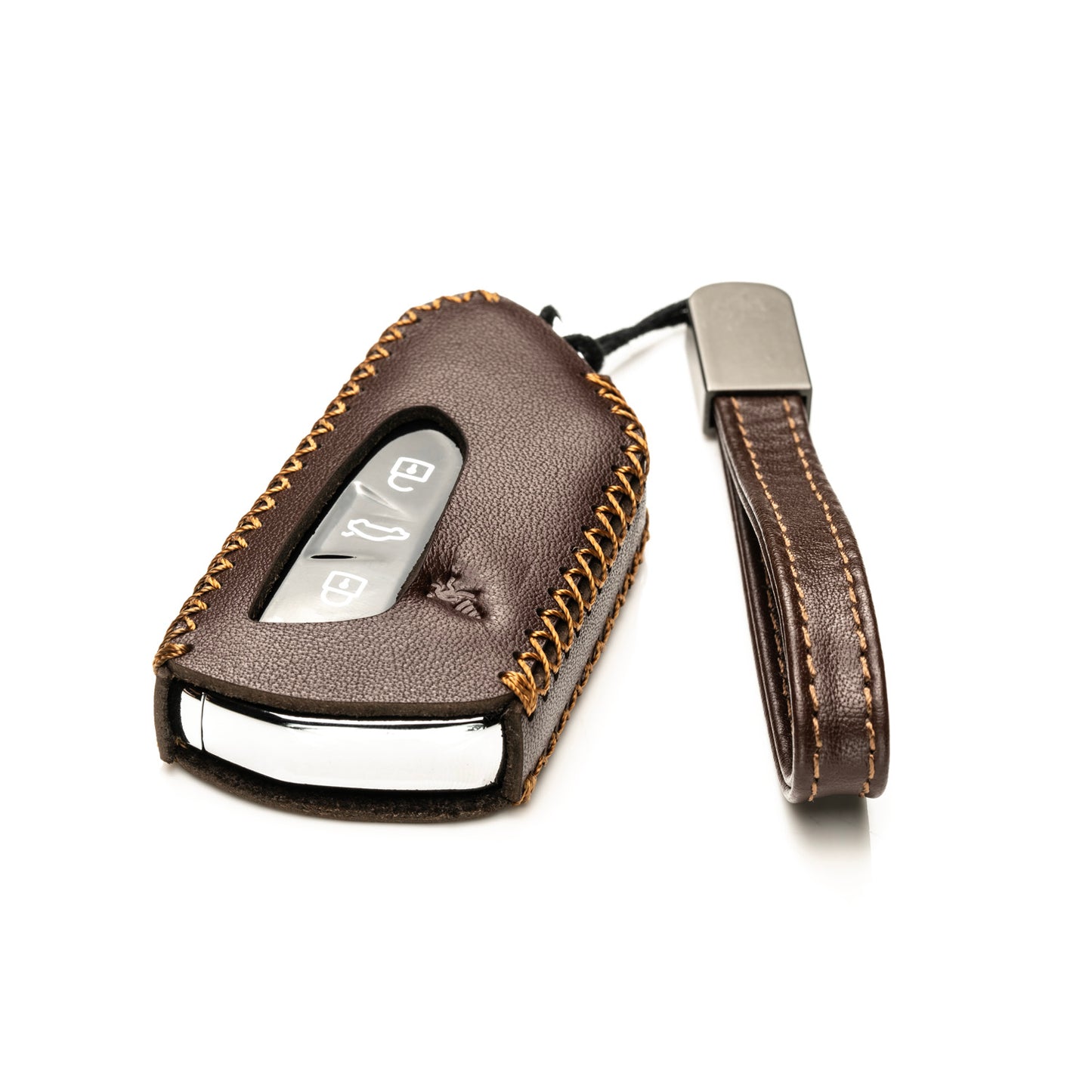 Vitodeco Genuine Leather Smart Key Fob Case Compatible with 2022-2025 Volkswagen MK8 Golf GTI, ID4, 2025 Atlas, 4-Button