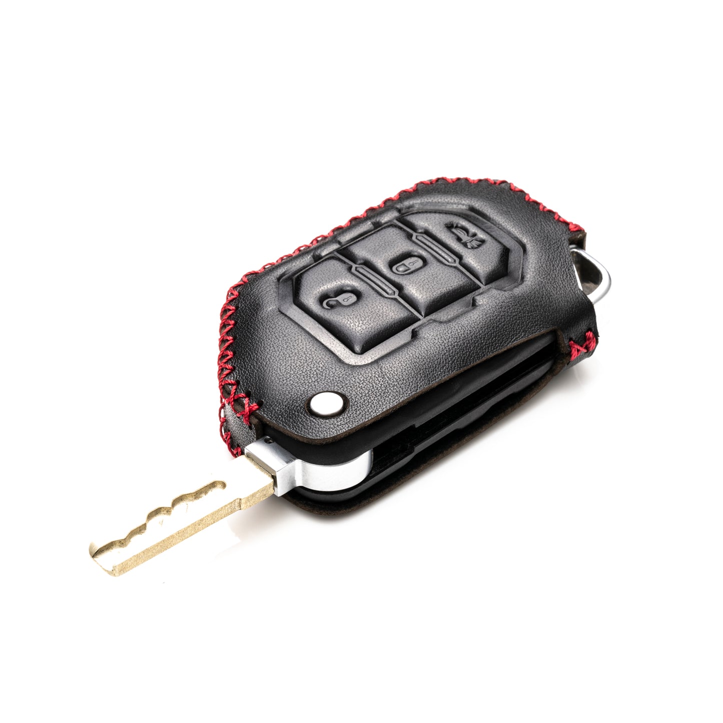 Vitodeco Leather Key Fob Case Compatible for 2018-2024 Jeep Wrangler, 3-Button