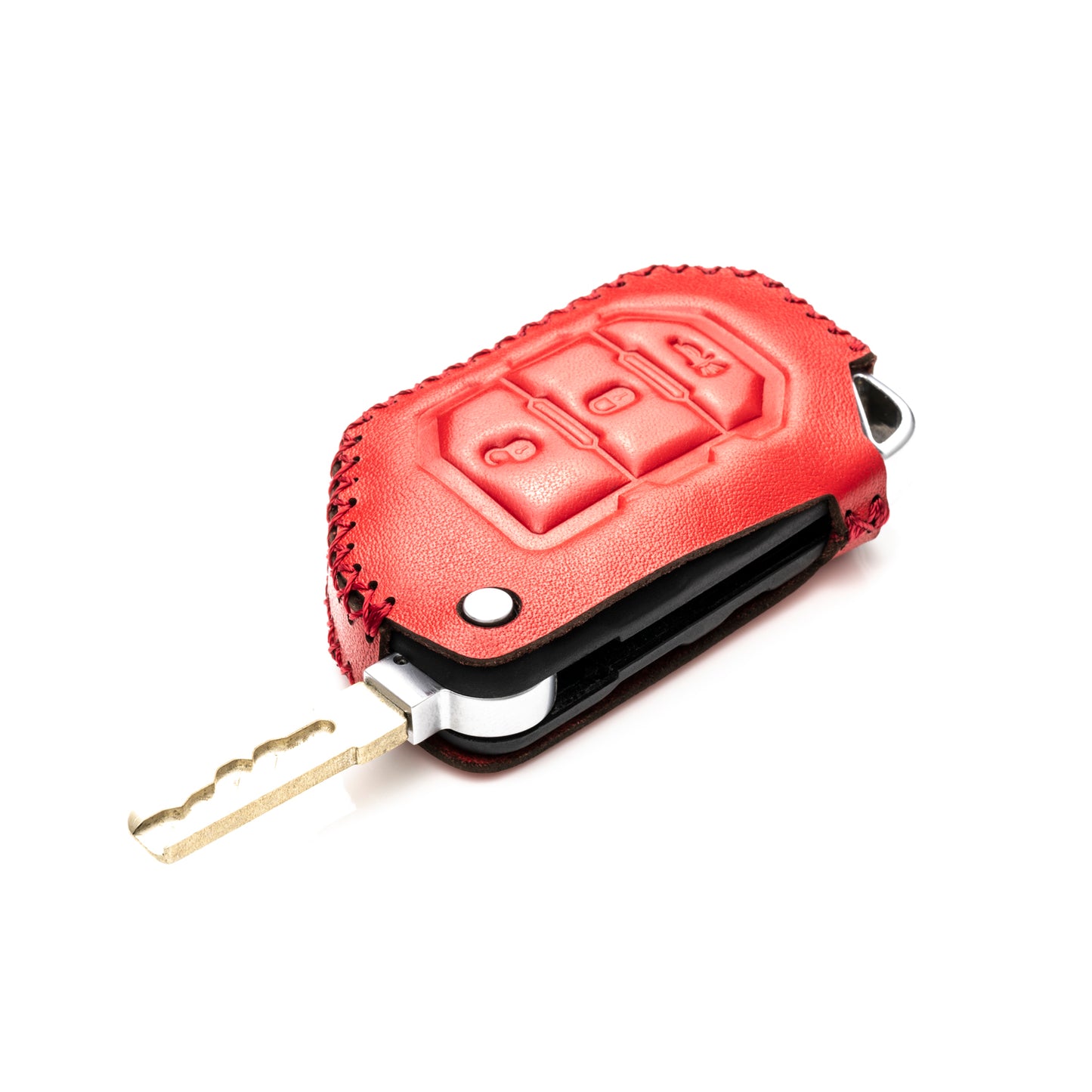 Vitodeco Leather Key Fob Case Compatible for 2018-2024 Jeep Wrangler, 3-Button