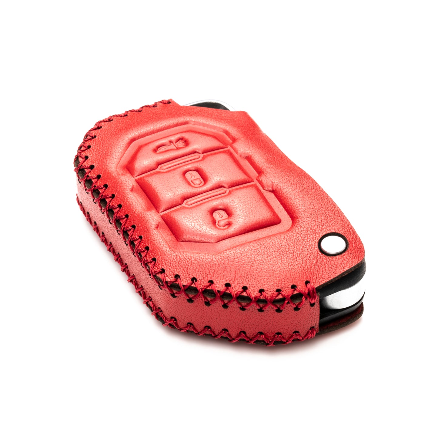 Vitodeco Leather Key Fob Case Compatible for 2018-2024 Jeep Wrangler, 3-Button