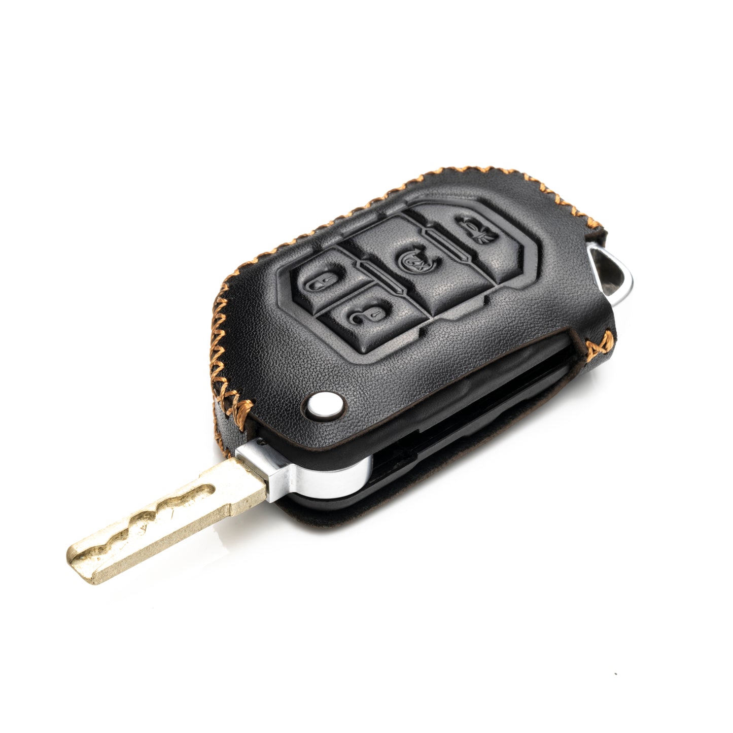 Vitodeco 4-Button Genuine Leather Flip Key Fob Case Cover Protector Compatible for 2018-2024 Jeep Wrangler