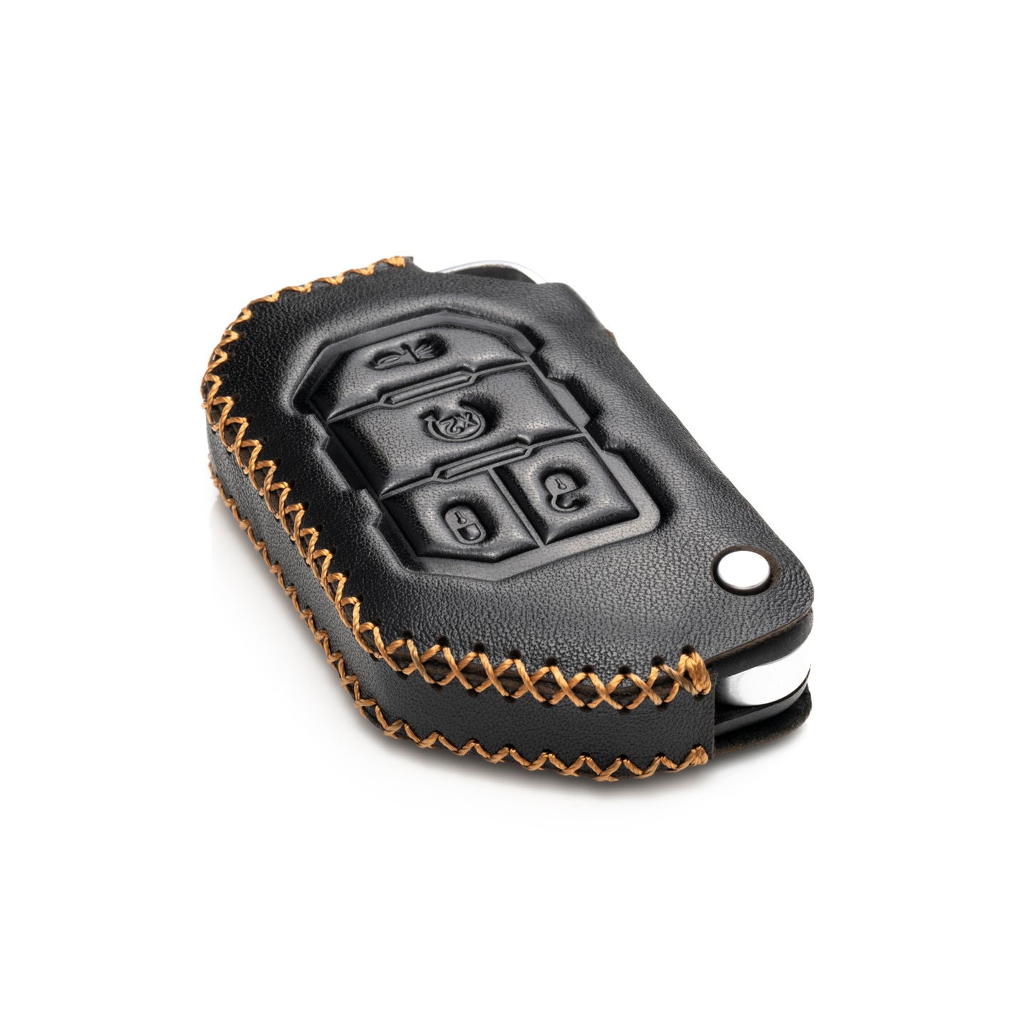 Vitodeco Leather Key Fob Case Compatible for 2018-2024 Jeep Wrangler, 4-Button