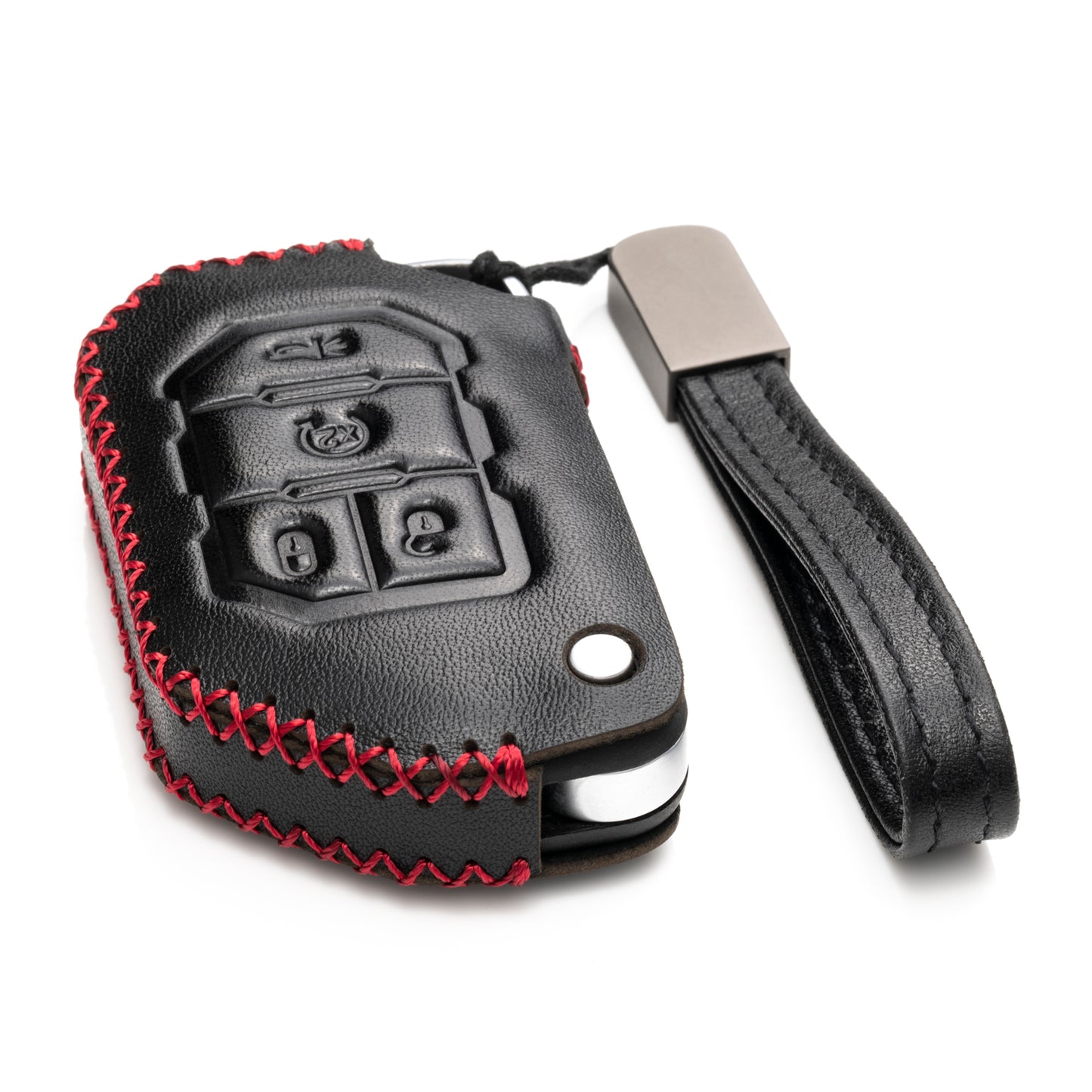 Vitodeco Leather Key Fob Case Compatible for 2018-2024 Jeep Wrangler, 4-Button