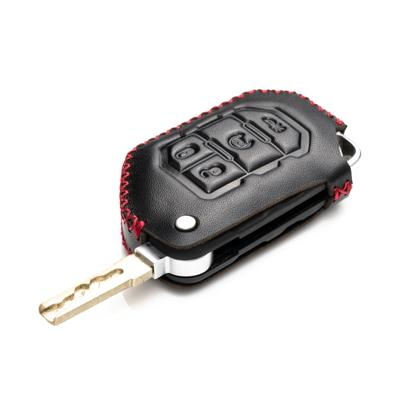 Vitodeco Leather Key Fob Case Compatible for 2018-2024 Jeep Wrangler, 4-Button
