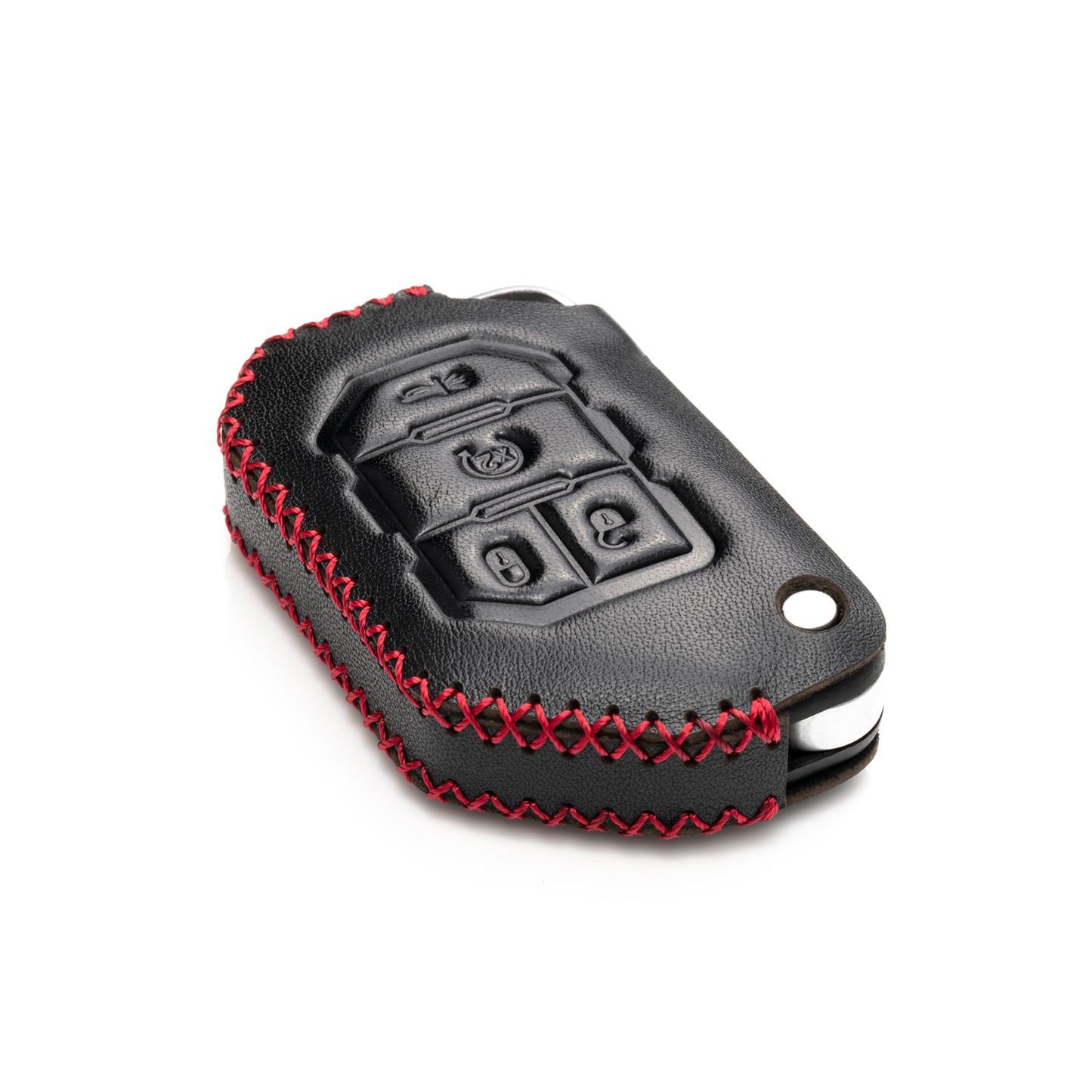 Vitodeco 4-Button Genuine Leather Flip Key Fob Case Cover Protector Compatible for 2018-2024 Jeep Wrangler