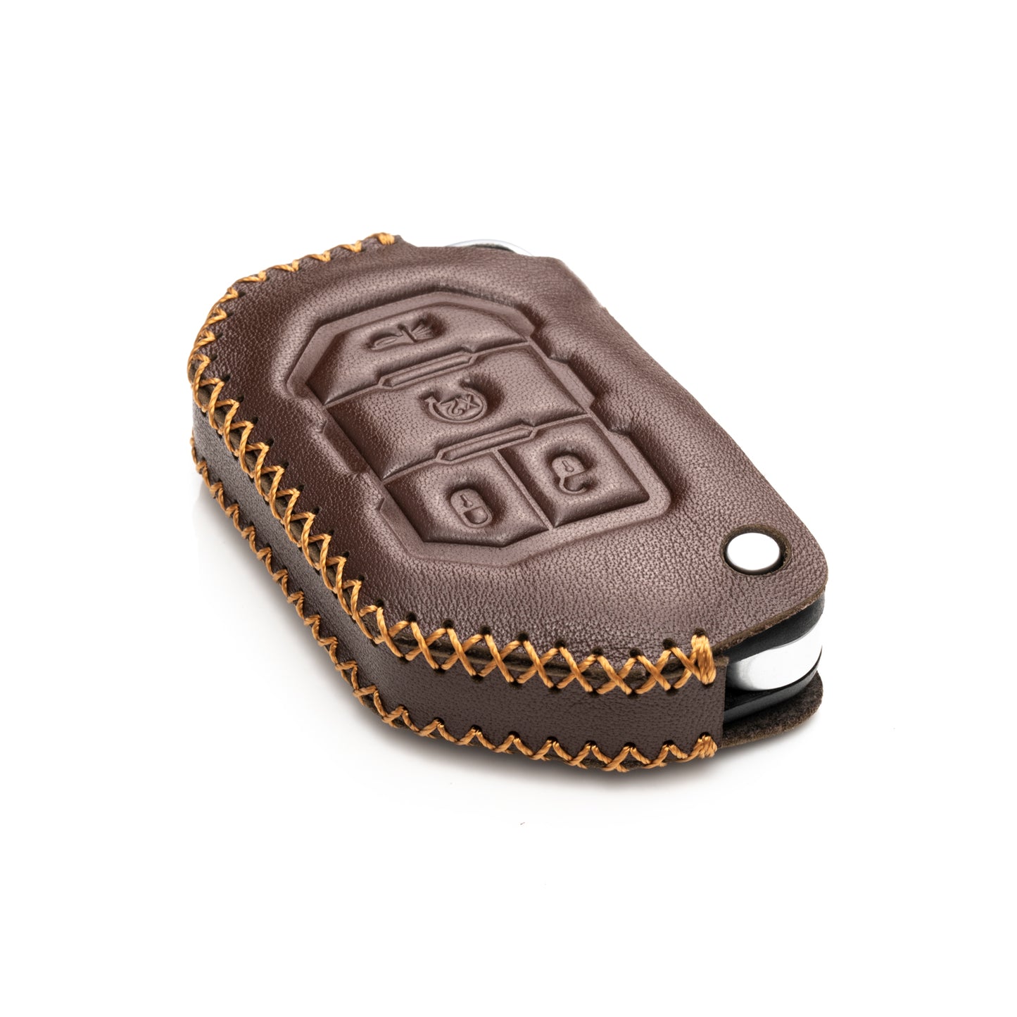 Vitodeco Leather Key Fob Case Compatible for 2018-2024 Jeep Wrangler, 4-Button